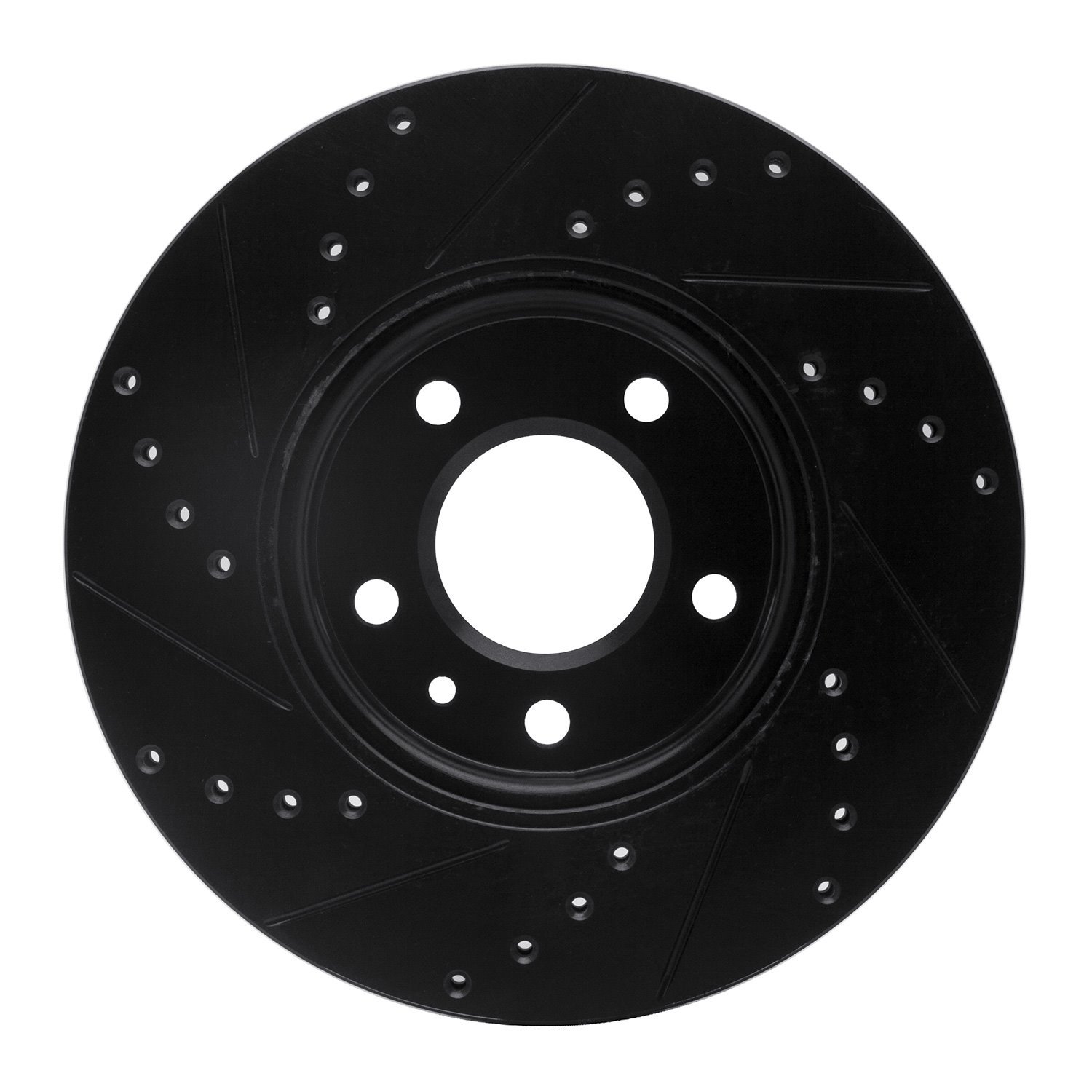 E-Line Drilled & Slotted Black Brake Rotor, Fits Select GM, Position: Front Right