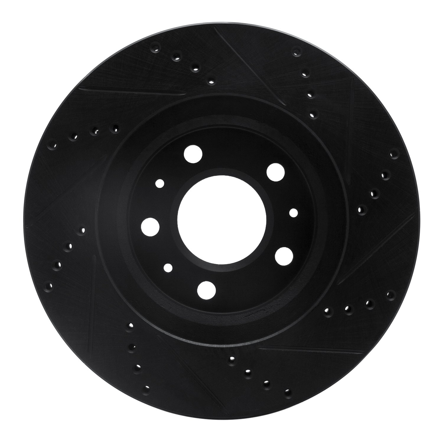 E-Line Drilled & Slotted Black Brake Rotor, 2003-2007 GM, Position: Front Left