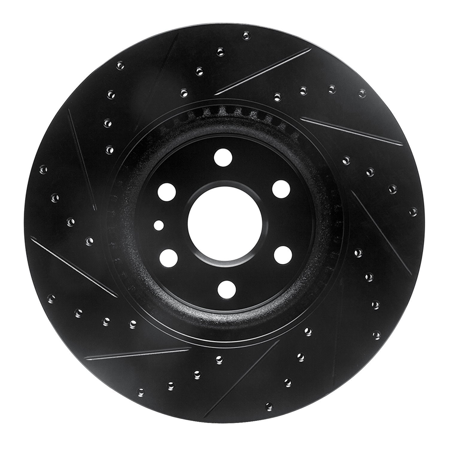 E-Line Drilled & Slotted Black Brake Rotor, 2010-2016 GM, Position: Front Right