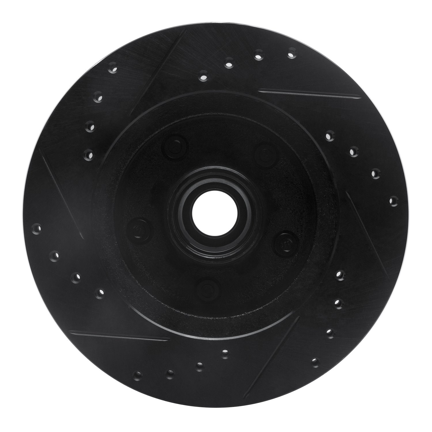E-Line Drilled & Slotted Black Brake Rotor, 1967-1974 GM, Position: Front Right
