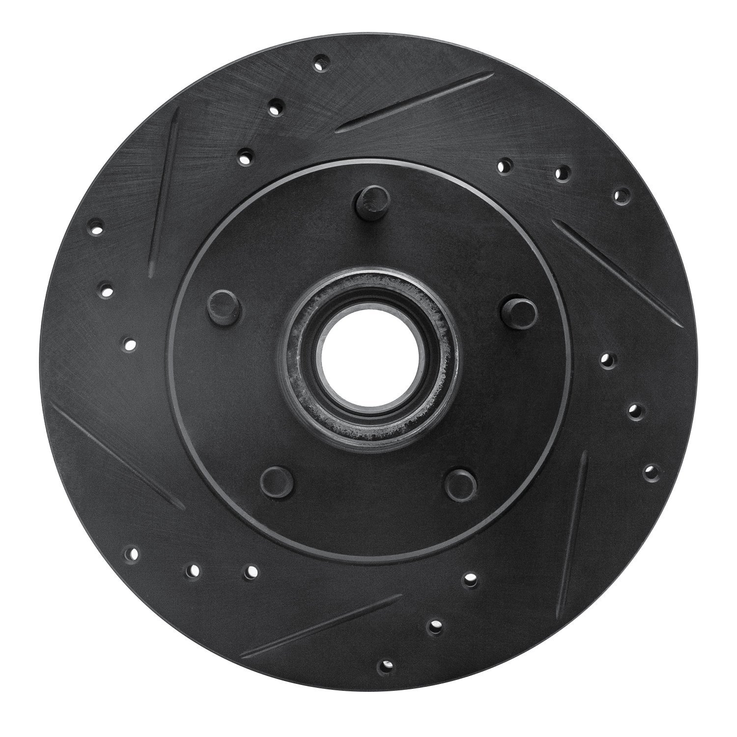 E-Line Drilled & Slotted Black Brake Rotor, 1982-1995 GM, Position: Front Left