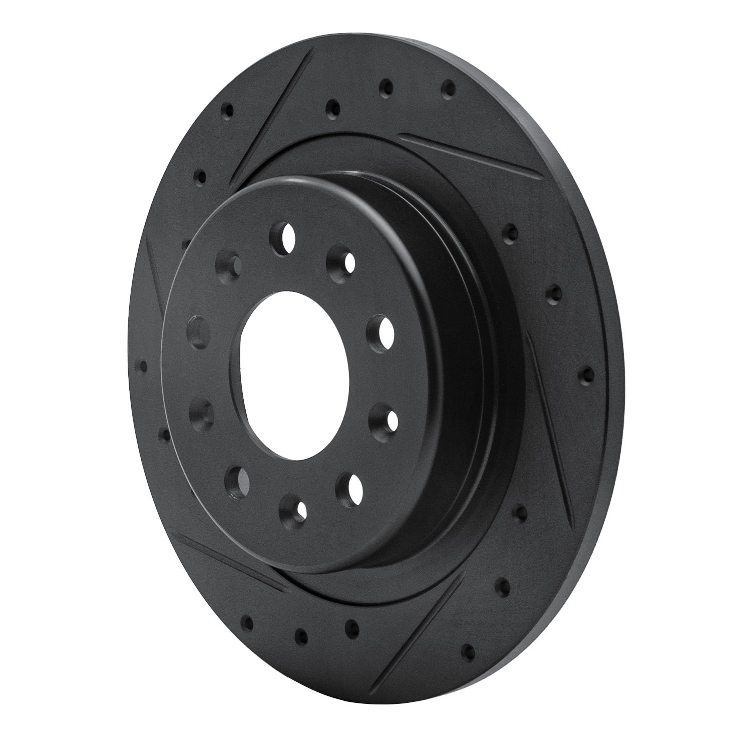 E-Line Drilled & Slotted Black Brake Rotor, Fits Select GM, Position: Rear Left