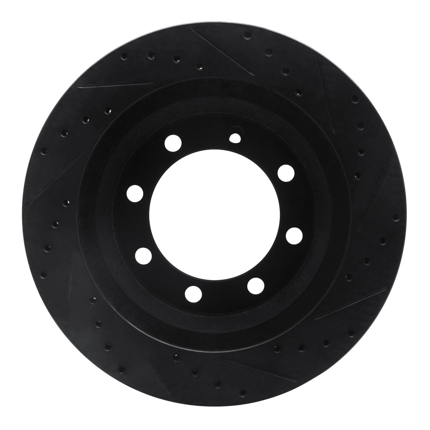 E-Line Drilled & Slotted Black Brake Rotor, 1976-1996 GM, Position: Front Left