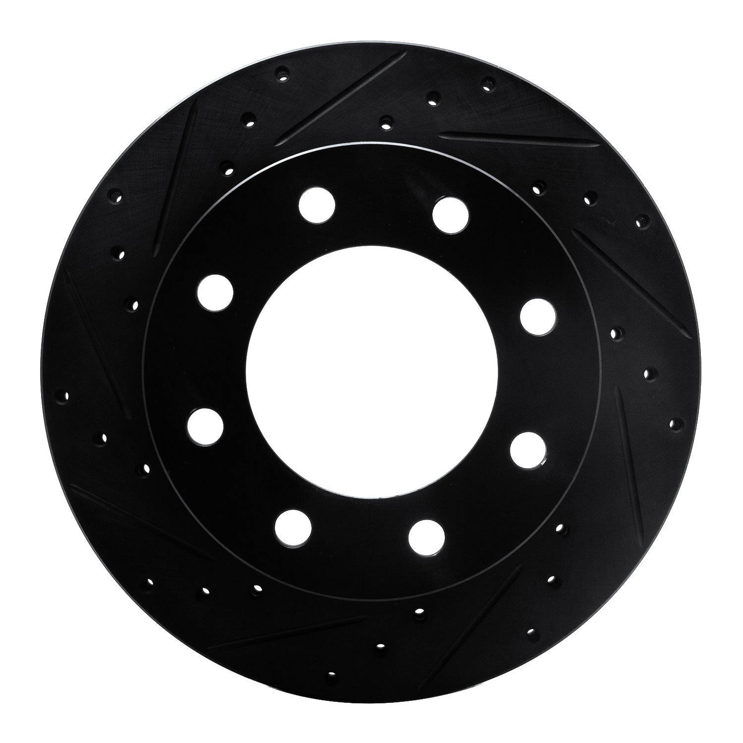 E-Line Drilled & Slotted Black Brake Rotor, 1999-2020 GM, Position: Front Left