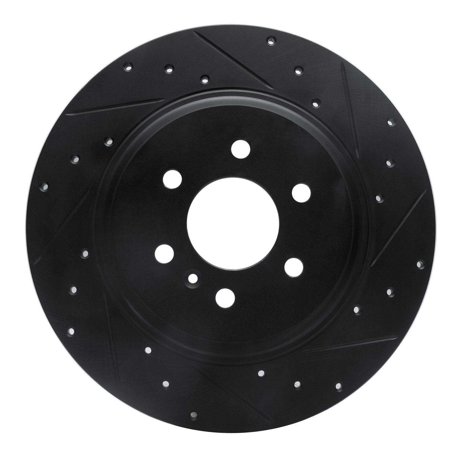 E-Line Drilled & Slotted Black Brake Rotor, 2011-2015 VPG, Position: Rear Right