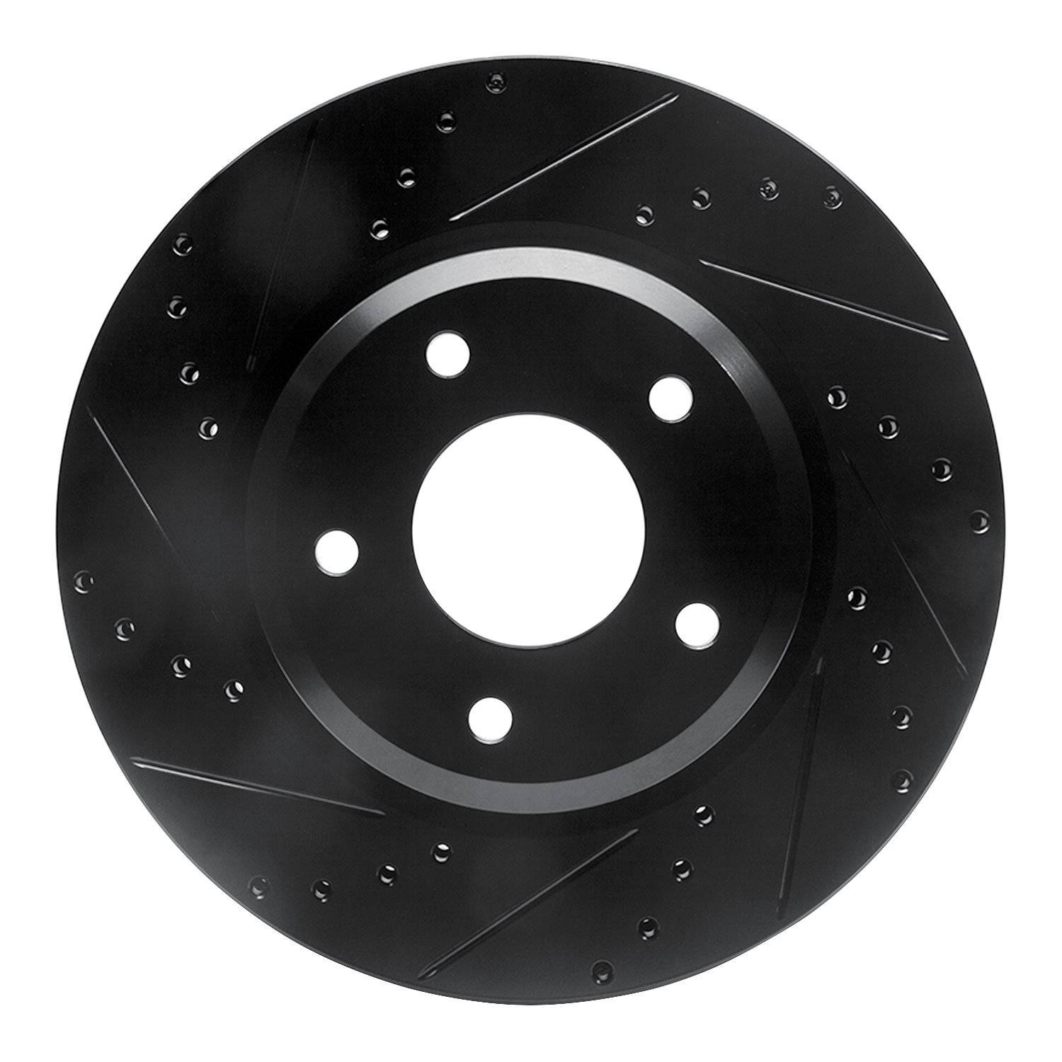 E-Line Drilled & Slotted Black Brake Rotor, 2005-2006 GM, Position: Front Left