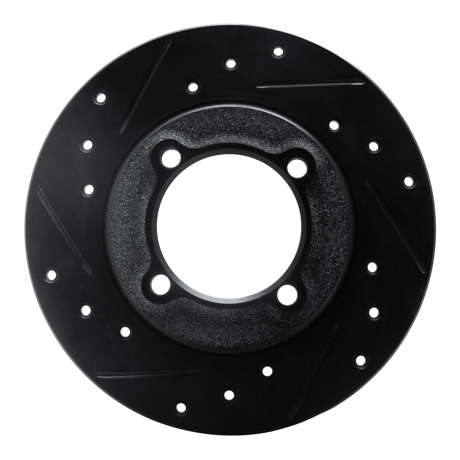 E-Line Drilled & Slotted Black Brake Rotor, 1988-1993 Ford/Lincoln/Mercury/Mazda, Position: Front Left