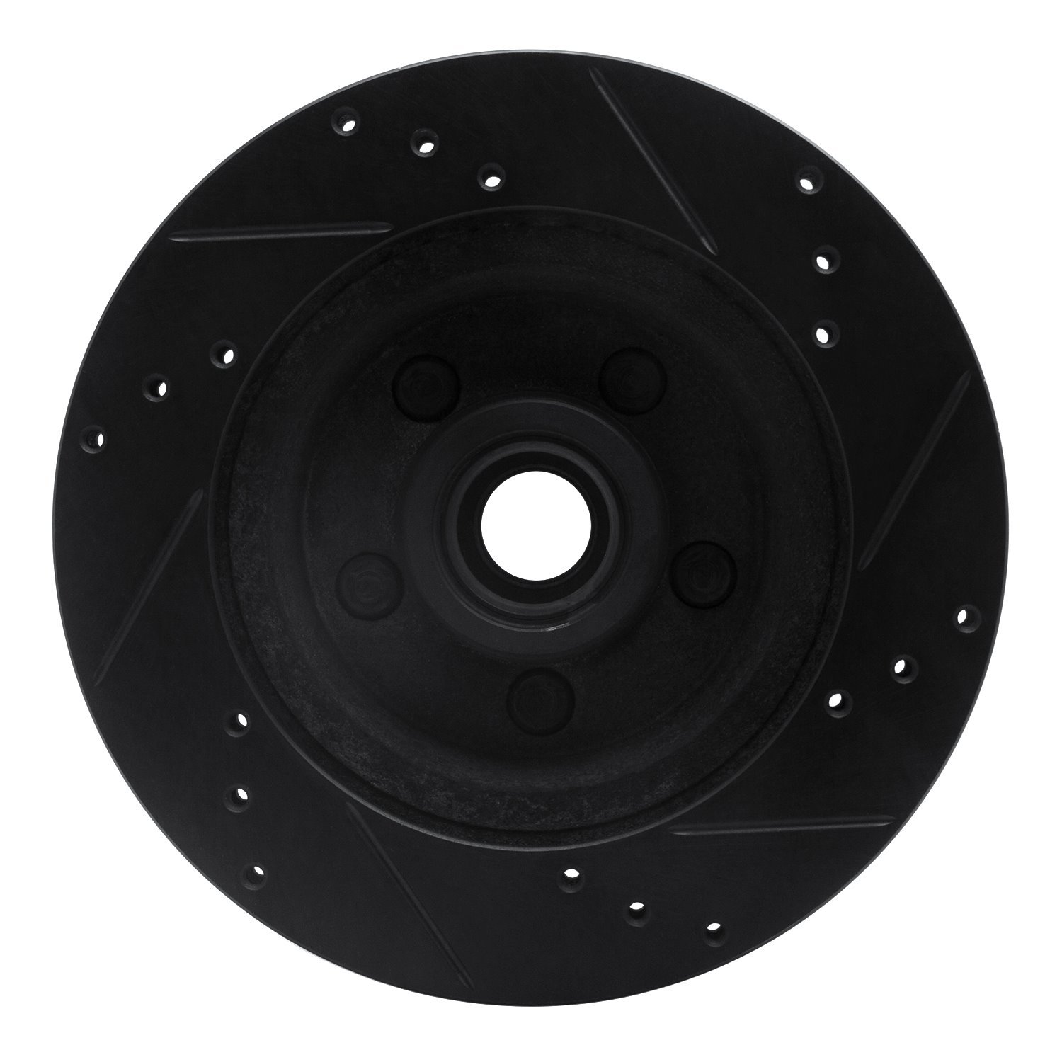E-Line Drilled & Slotted Black Brake Rotor, 1970-1972 Ford/Lincoln/Mercury/Mazda, Position: Front Left