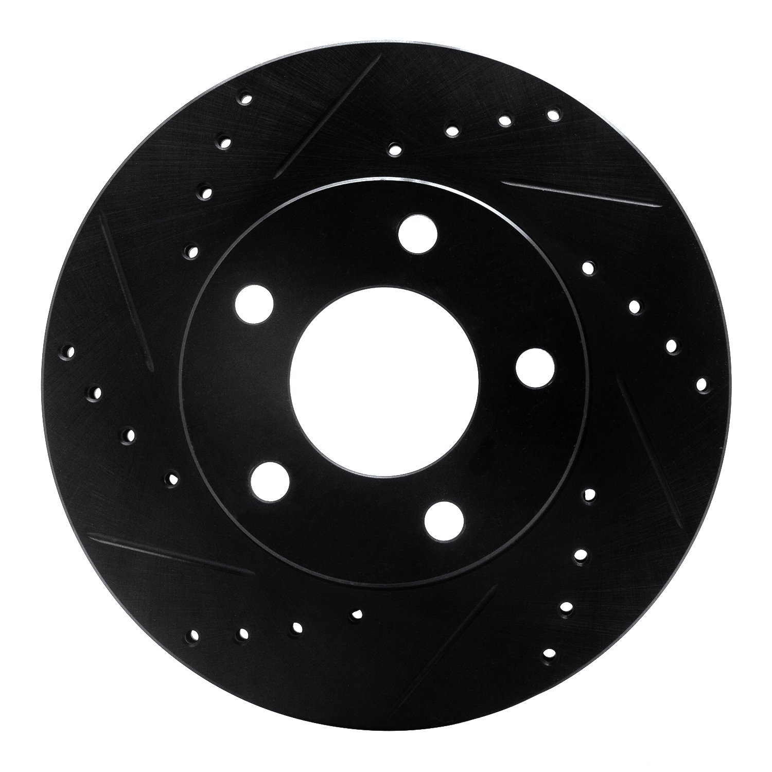 E-Line Drilled & Slotted Black Brake Rotor, 1975-1980 Ford/Lincoln/Mercury/Mazda, Position: Rear Left