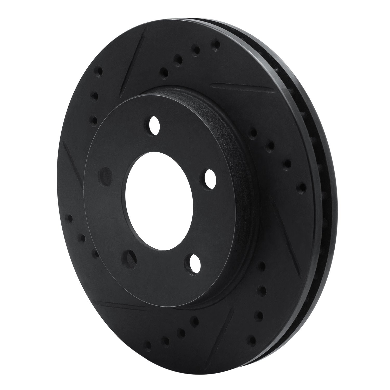 E-Line Drilled & Slotted Black Brake Rotor, 1970-1993 Ford/Lincoln/Mercury/Mazda, Position: Front Left