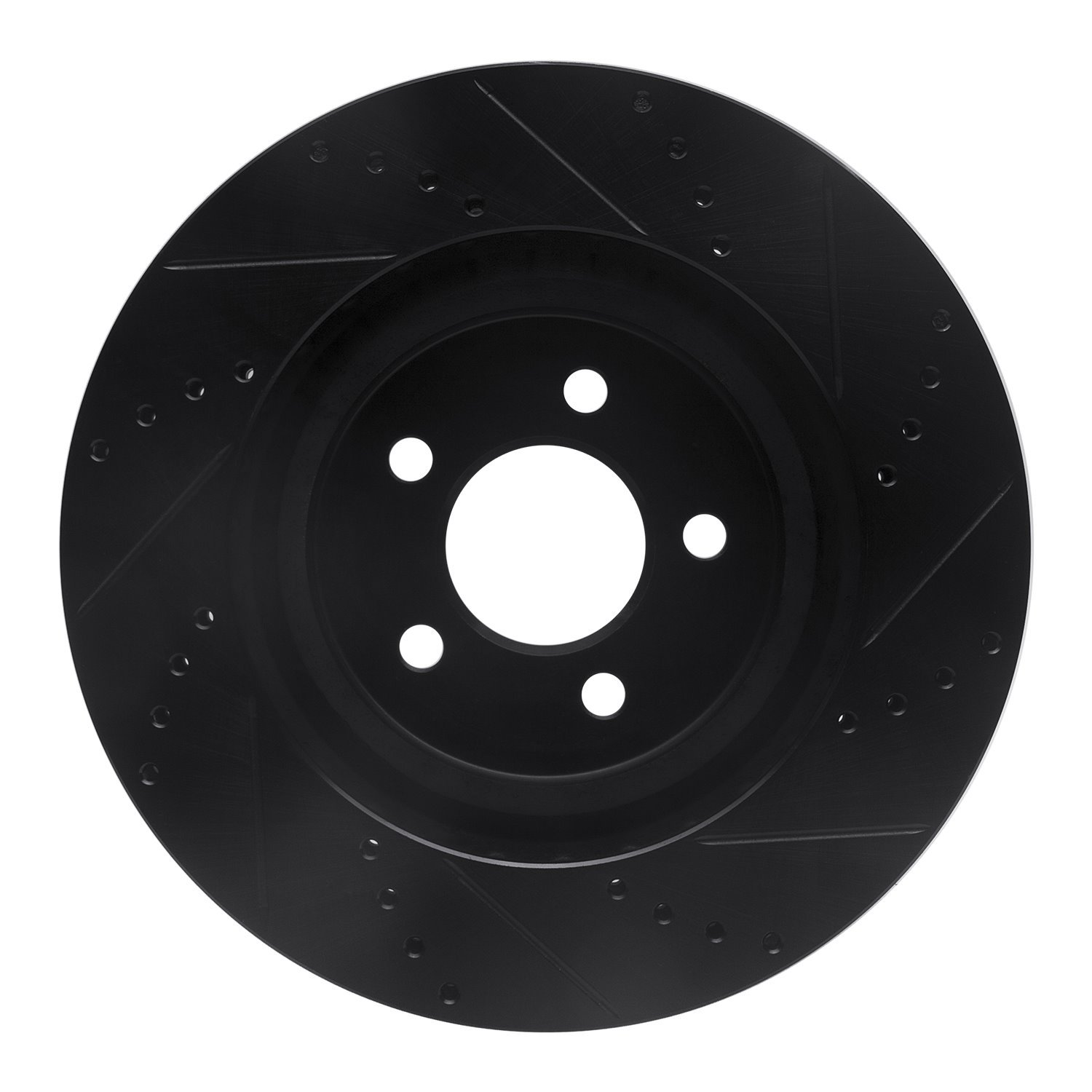 E-Line Drilled & Slotted Black Brake Rotor, 1994-2004 Ford/Lincoln/Mercury/Mazda, Position: Front Left
