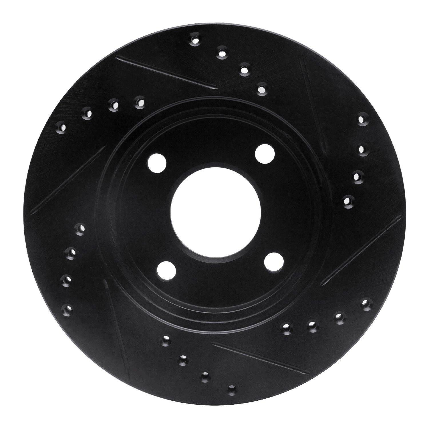 E-Line Drilled & Slotted Black Brake Rotor, 2000-2015 Ford/Lincoln/Mercury/Mazda, Position: Front Left