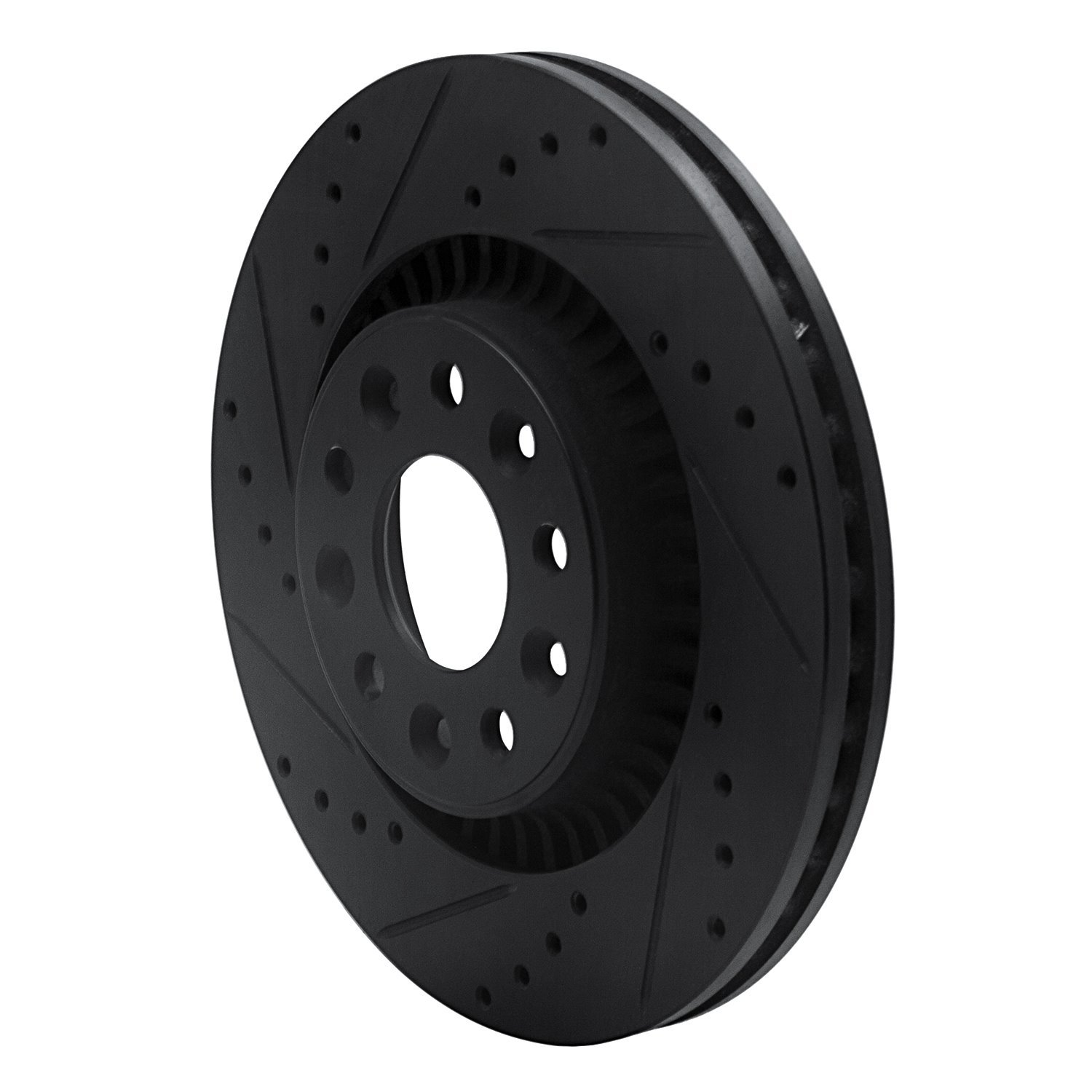 E-Line Drilled & Slotted Black Brake Rotor, 2005-2009 Ford/Lincoln/Mercury/Mazda, Position: Front Left