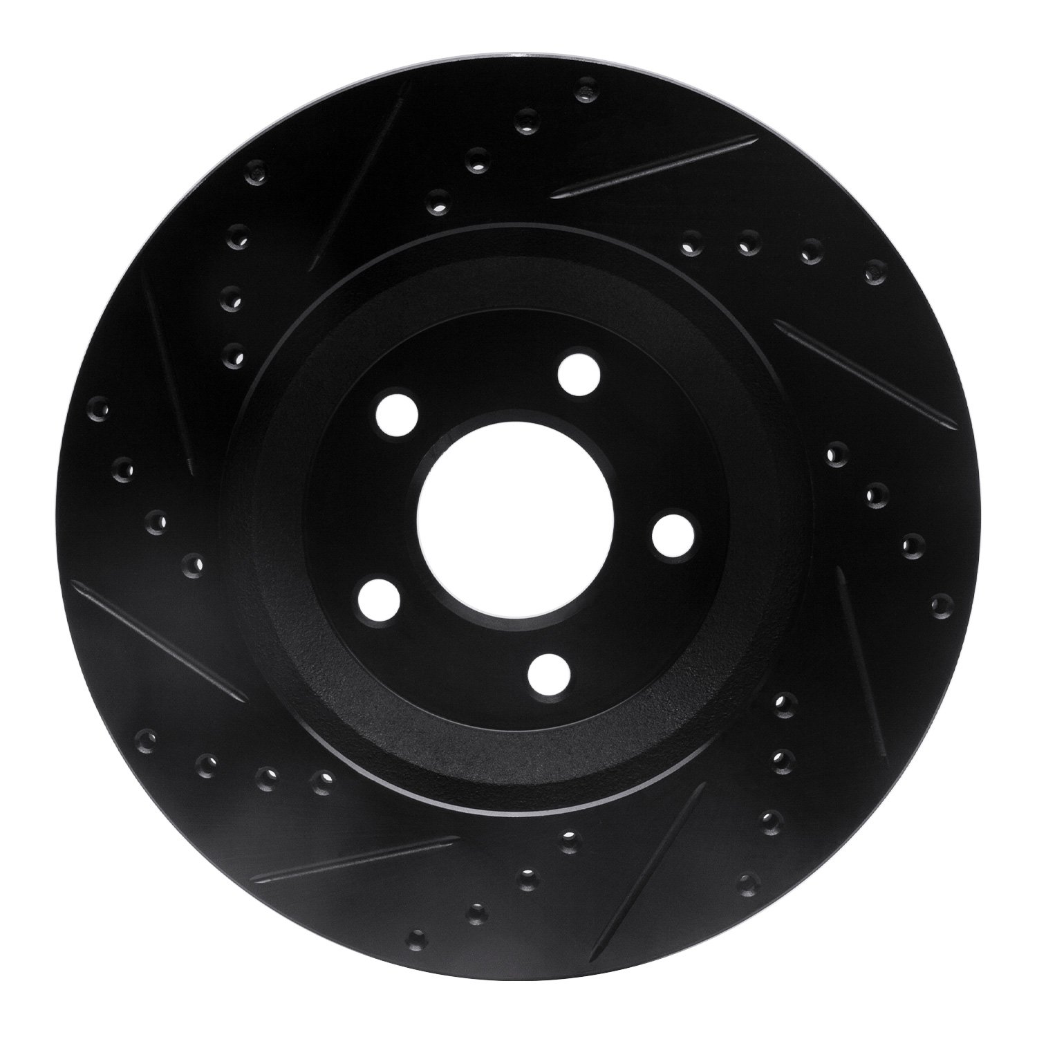 E-Line Drilled & Slotted Black Brake Rotor, 2005-2014 Ford/Lincoln/Mercury/Mazda, Position: Front Right