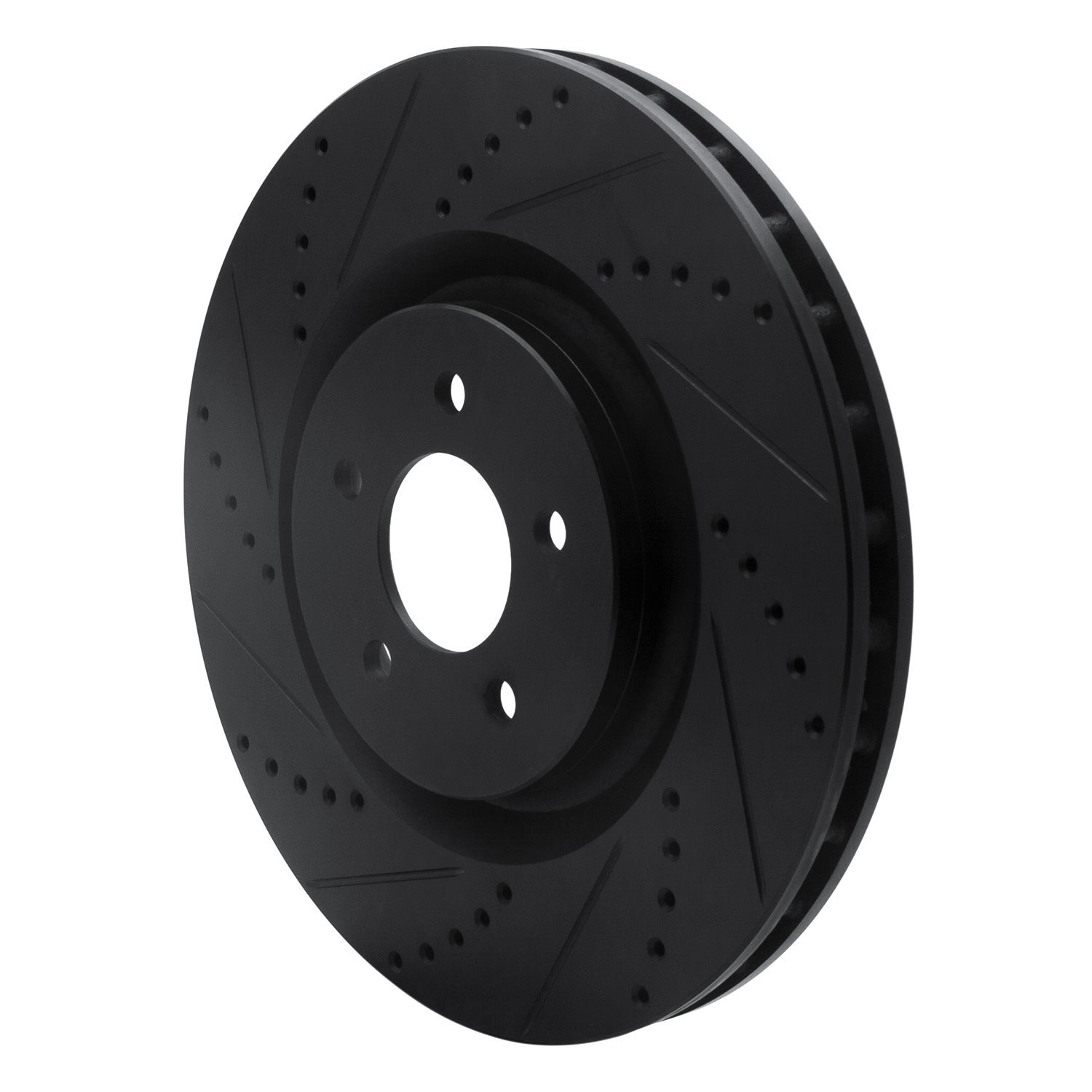 E-Line Drilled & Slotted Black Brake Rotor, 2007-2014 Ford/Lincoln/Mercury/Mazda, Position: Front Left