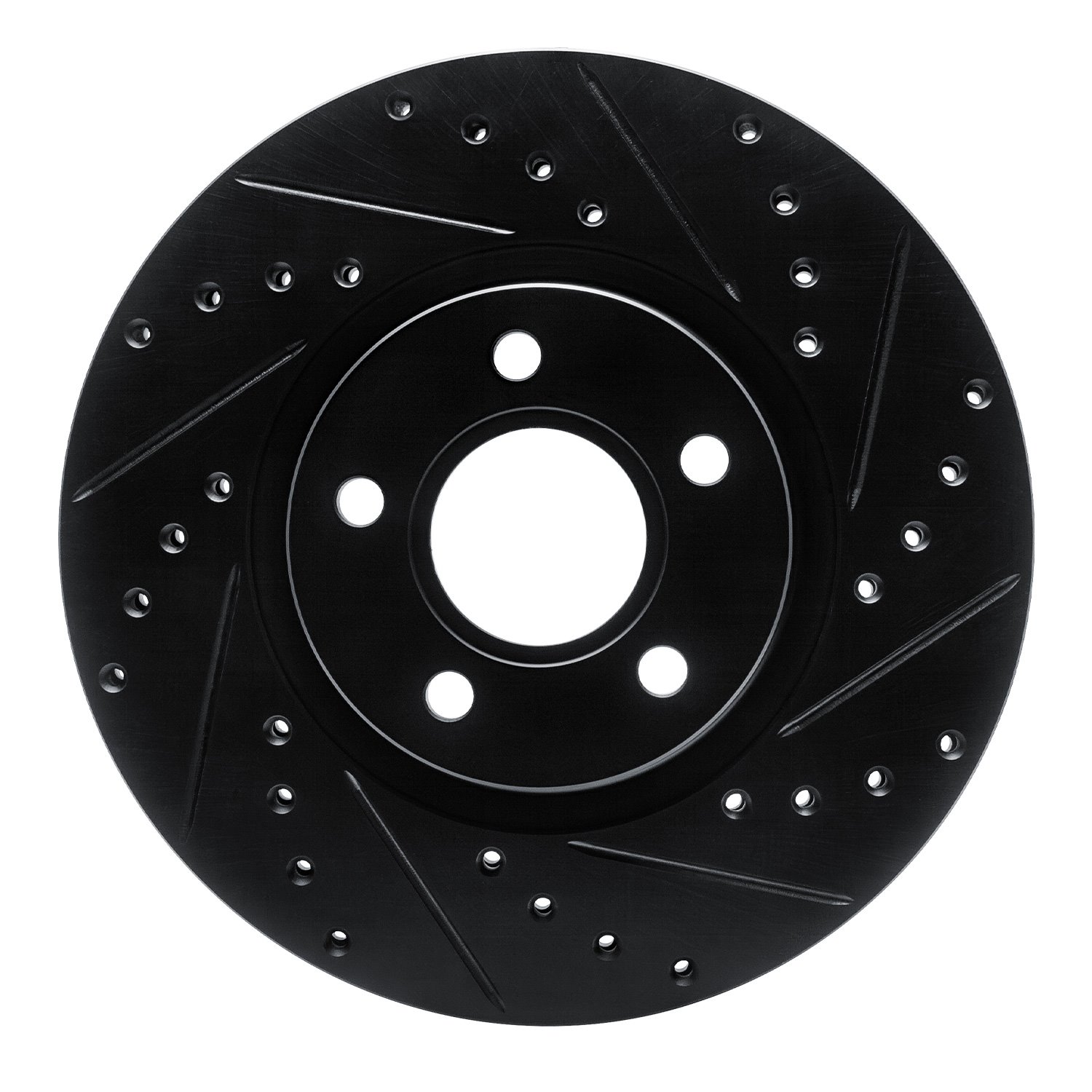 E-Line Drilled & Slotted Black Brake Rotor, 2004-2019 Fits Multiple Makes/Models, Position: Front Right