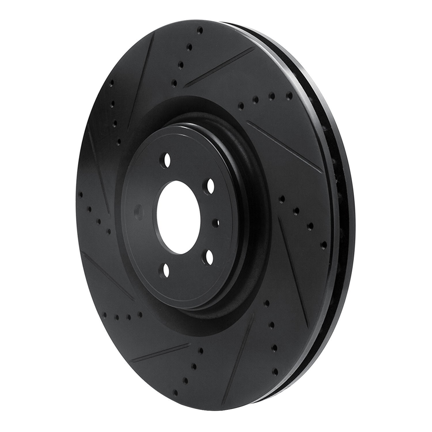 E-Line Drilled & Slotted Black Brake Rotor, 2013-2014 Ford/Lincoln/Mercury/Mazda, Position: Front Left