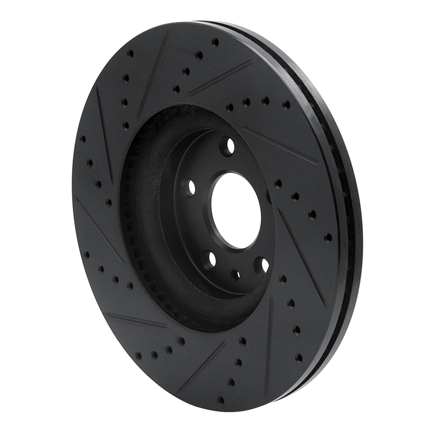 E-Line Drilled & Slotted Black Brake Rotor, 2013-2020 Ford/Lincoln/Mercury/Mazda, Position: Front Right
