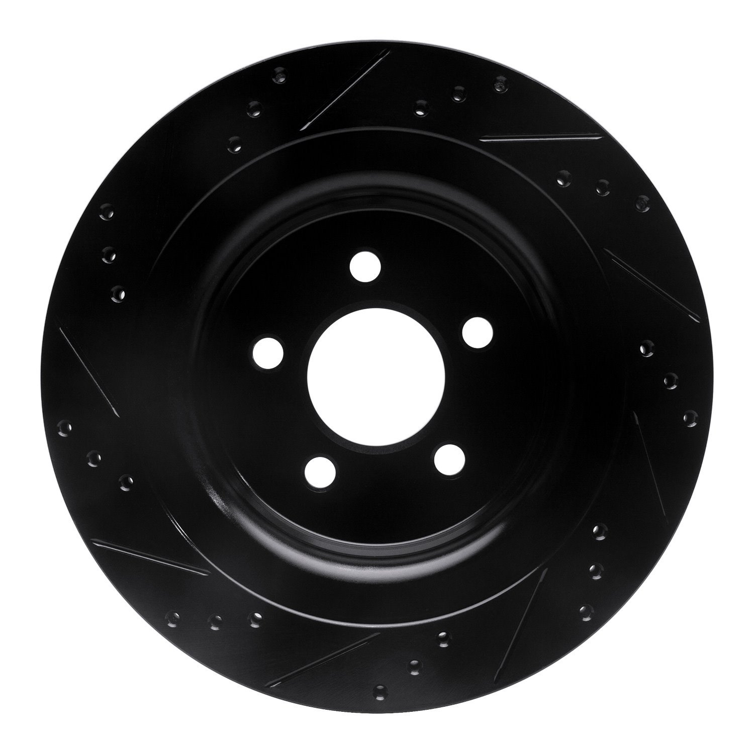 E-Line Drilled & Slotted Black Brake Rotor, Fits Select Ford/Lincoln/Mercury/Mazda, Position: Rear Right