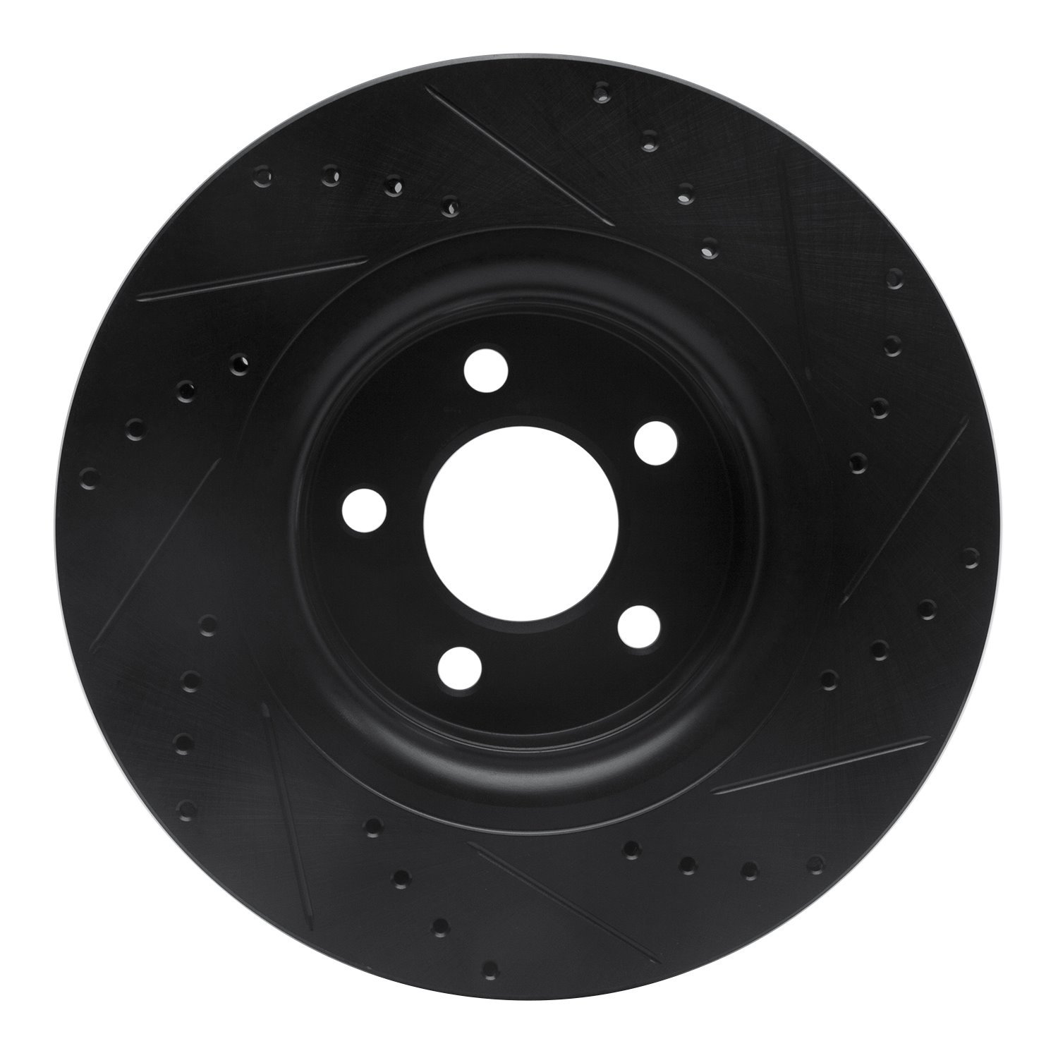 E-Line Drilled & Slotted Black Brake Rotor, 2015-2020 Ford/Lincoln/Mercury/Mazda, Position: Front Left