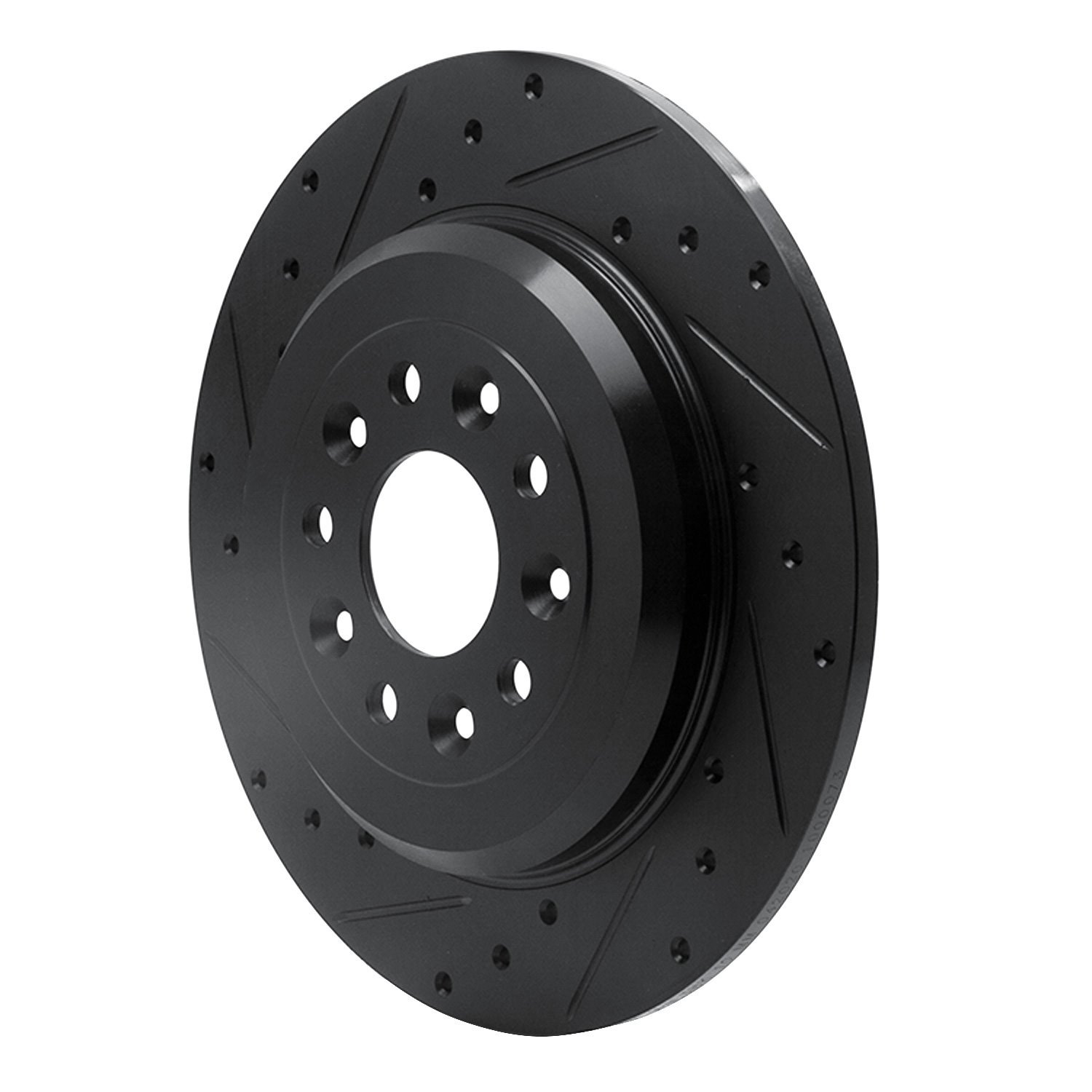 E-Line Drilled & Slotted Black Brake Rotor, 2005-2019 Ford/Lincoln/Mercury/Mazda, Position: Rear Left