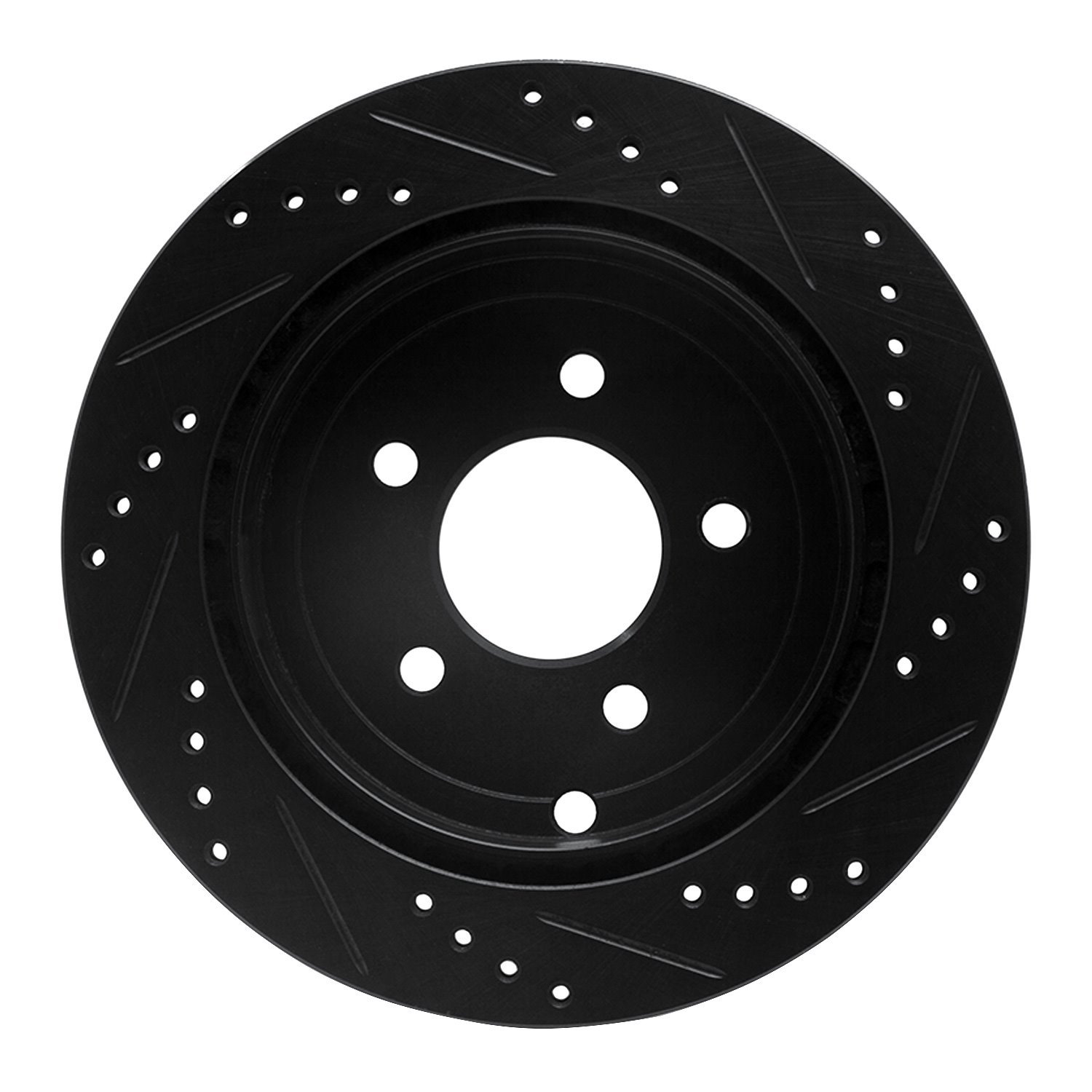 E-Line Drilled & Slotted Black Brake Rotor, 2007-2010 Ford/Lincoln/Mercury/Mazda, Position: Rear Left