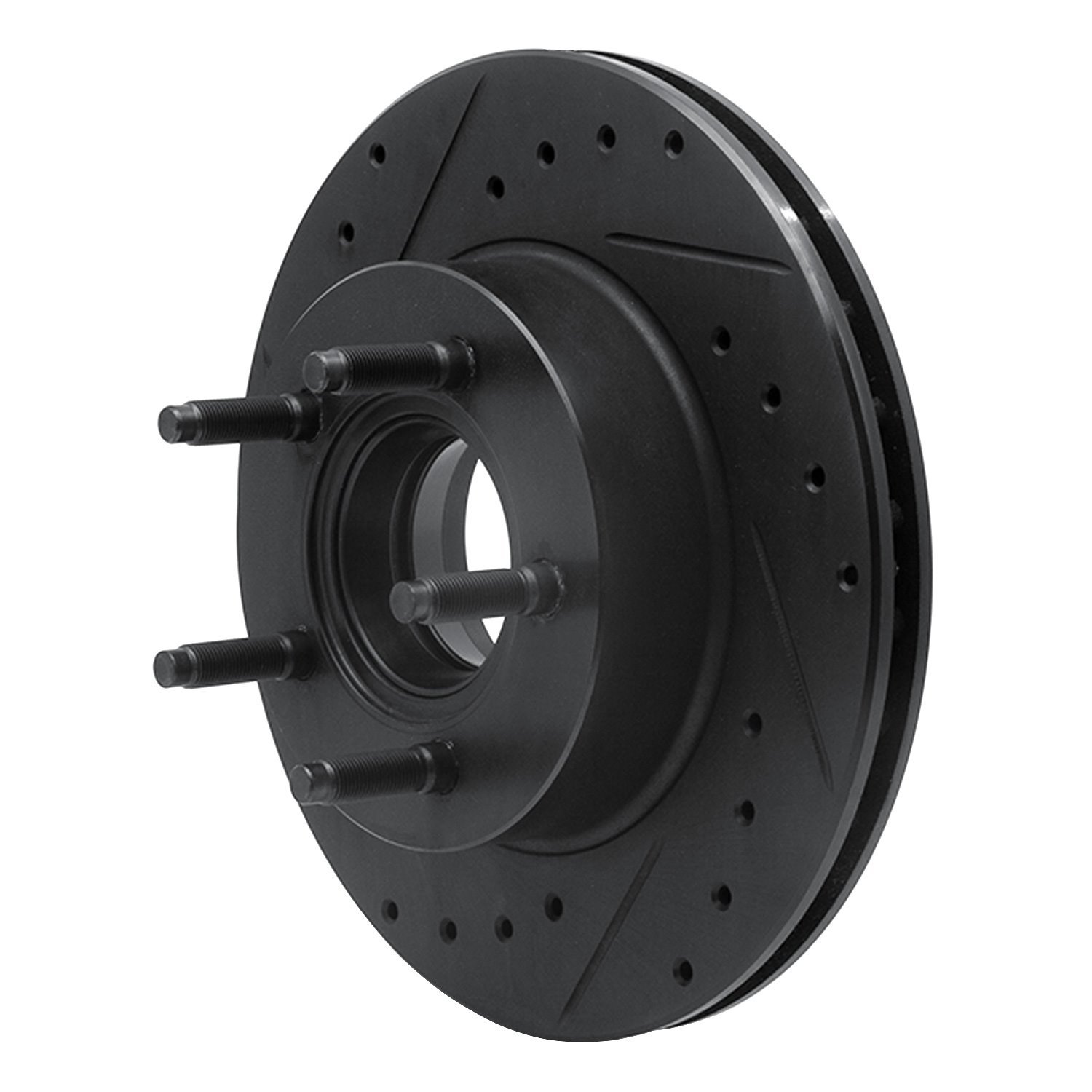 E-Line Drilled & Slotted Black Brake Rotor, 1990-1994 Ford/Lincoln/Mercury/Mazda, Position: Front Left