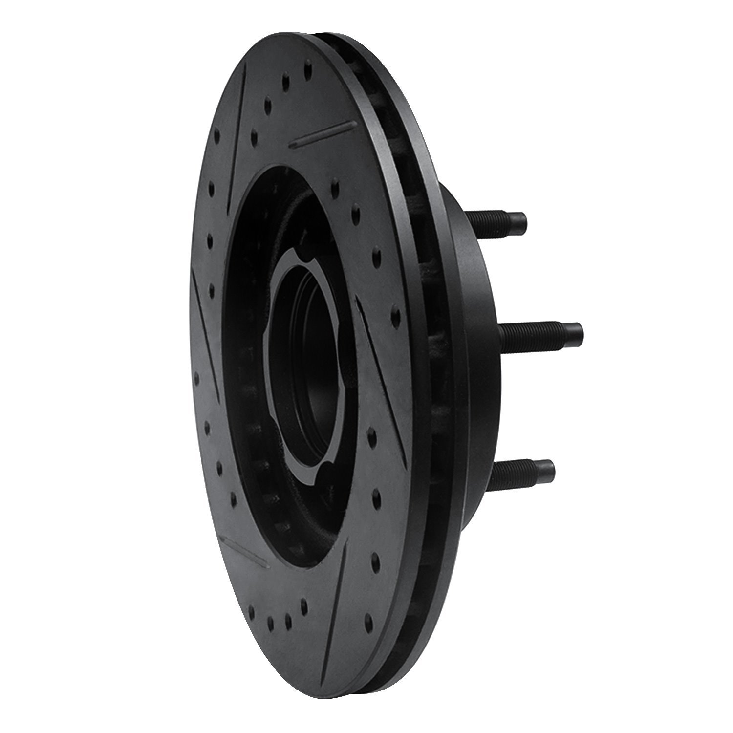 E-Line Drilled & Slotted Black Brake Rotor, 1990-1994 Ford/Lincoln/Mercury/Mazda, Position: Front Right