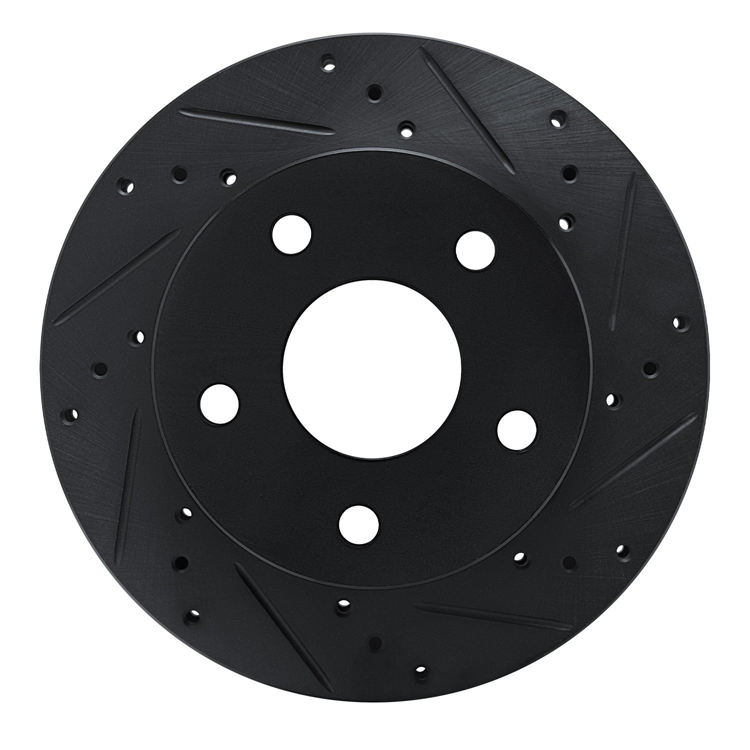 E-Line Drilled & Slotted Black Brake Rotor, 1990-1997 Ford/Lincoln/Mercury/Mazda, Position: Left Front