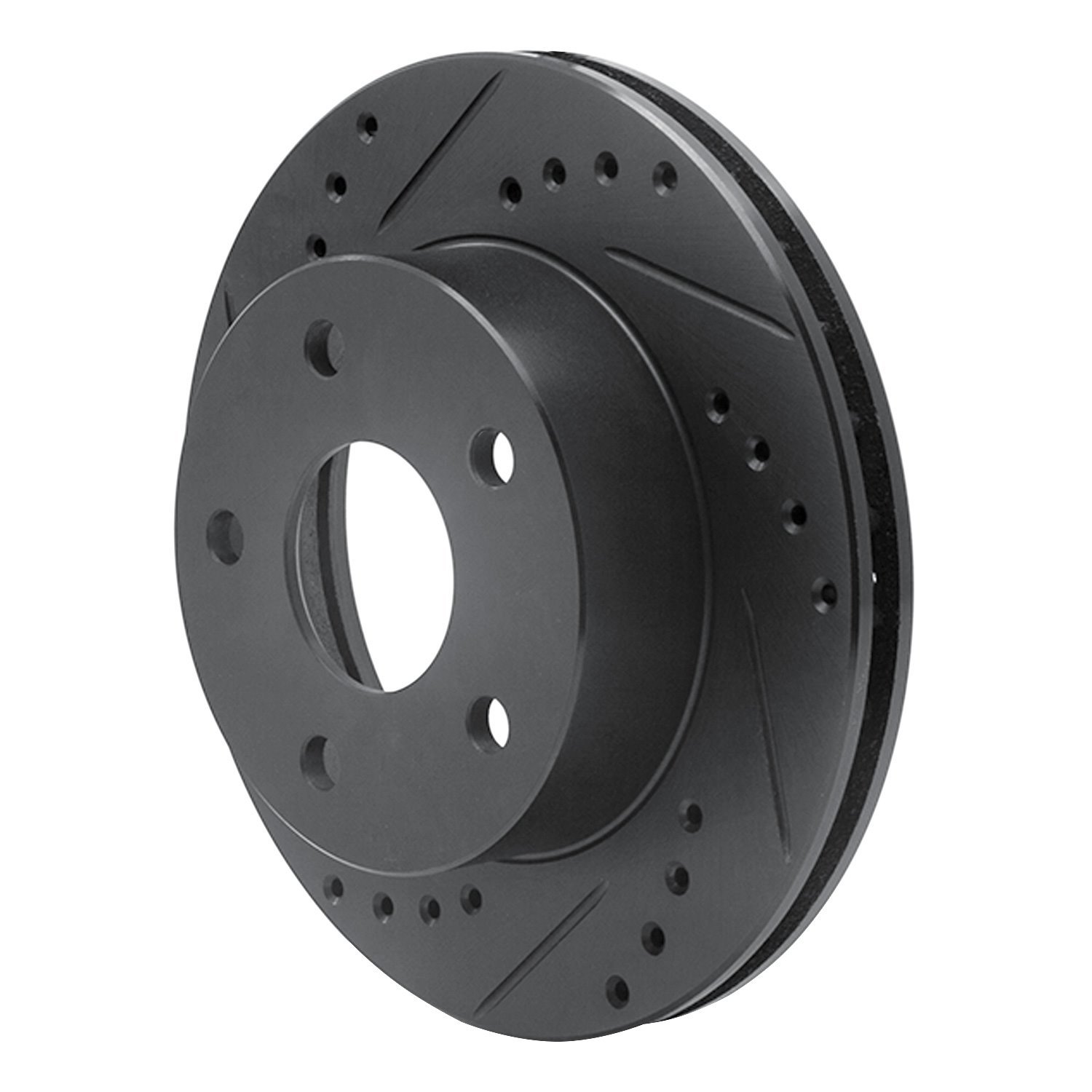 E-Line Drilled & Slotted Black Brake Rotor, 1990-1997 Ford/Lincoln/Mercury/Mazda, Position: Right Front
