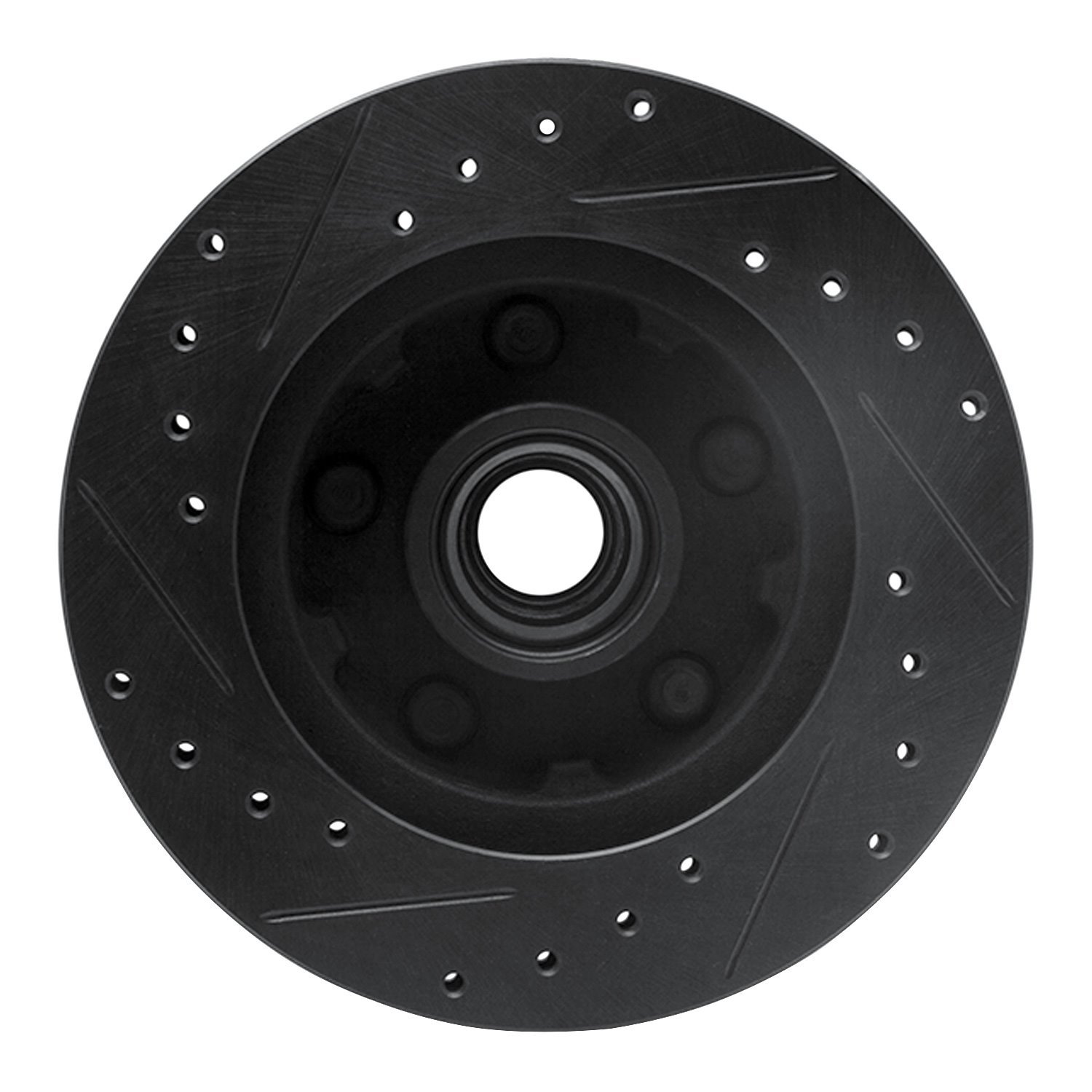 E-Line Drilled & Slotted Black Brake Rotor, 1986-1992 Ford/Lincoln/Mercury/Mazda, Position: Front Right