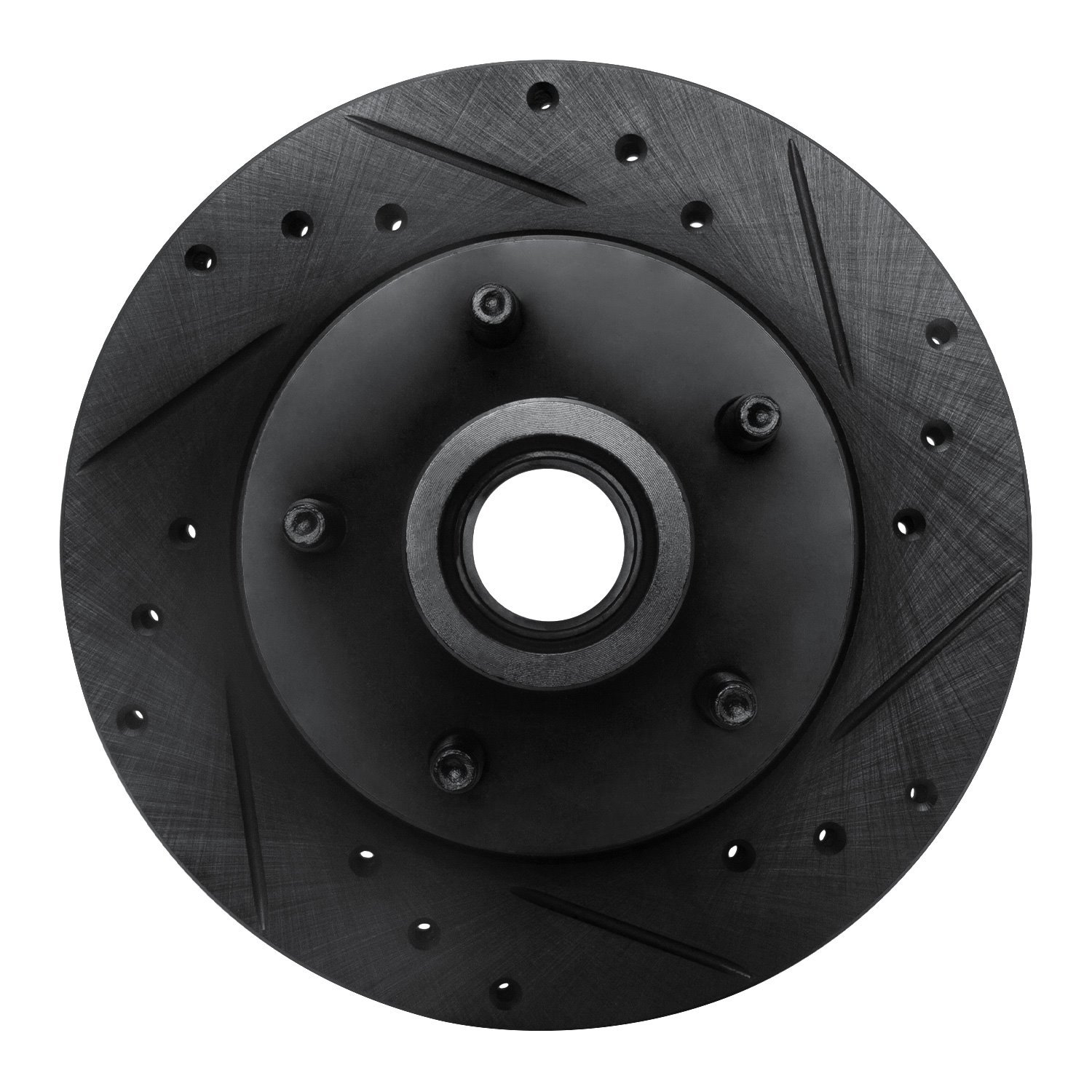 E-Line Drilled & Slotted Black Brake Rotor, 1991-1994 Ford/Lincoln/Mercury/Mazda, Position: Front Right