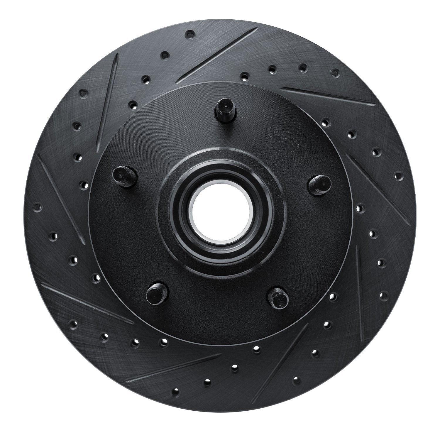 E-Line Drilled & Slotted Black Brake Rotor, 1994-2001 Ford/Lincoln/Mercury/Mazda, Position: Front Left