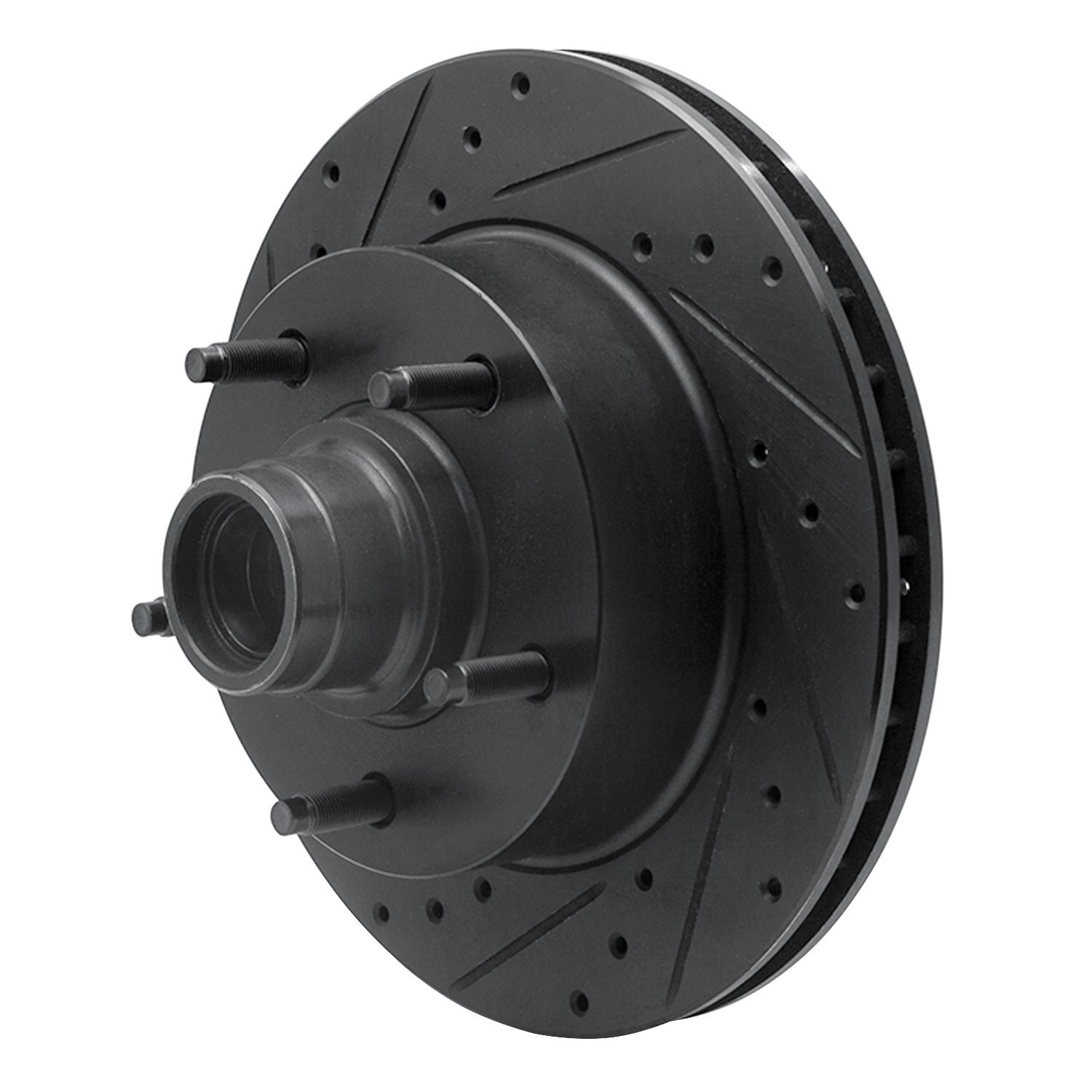 E-Line Drilled & Slotted Black Brake Rotor, 1994-2003 Ford/Lincoln/Mercury/Mazda, Position: Front Left