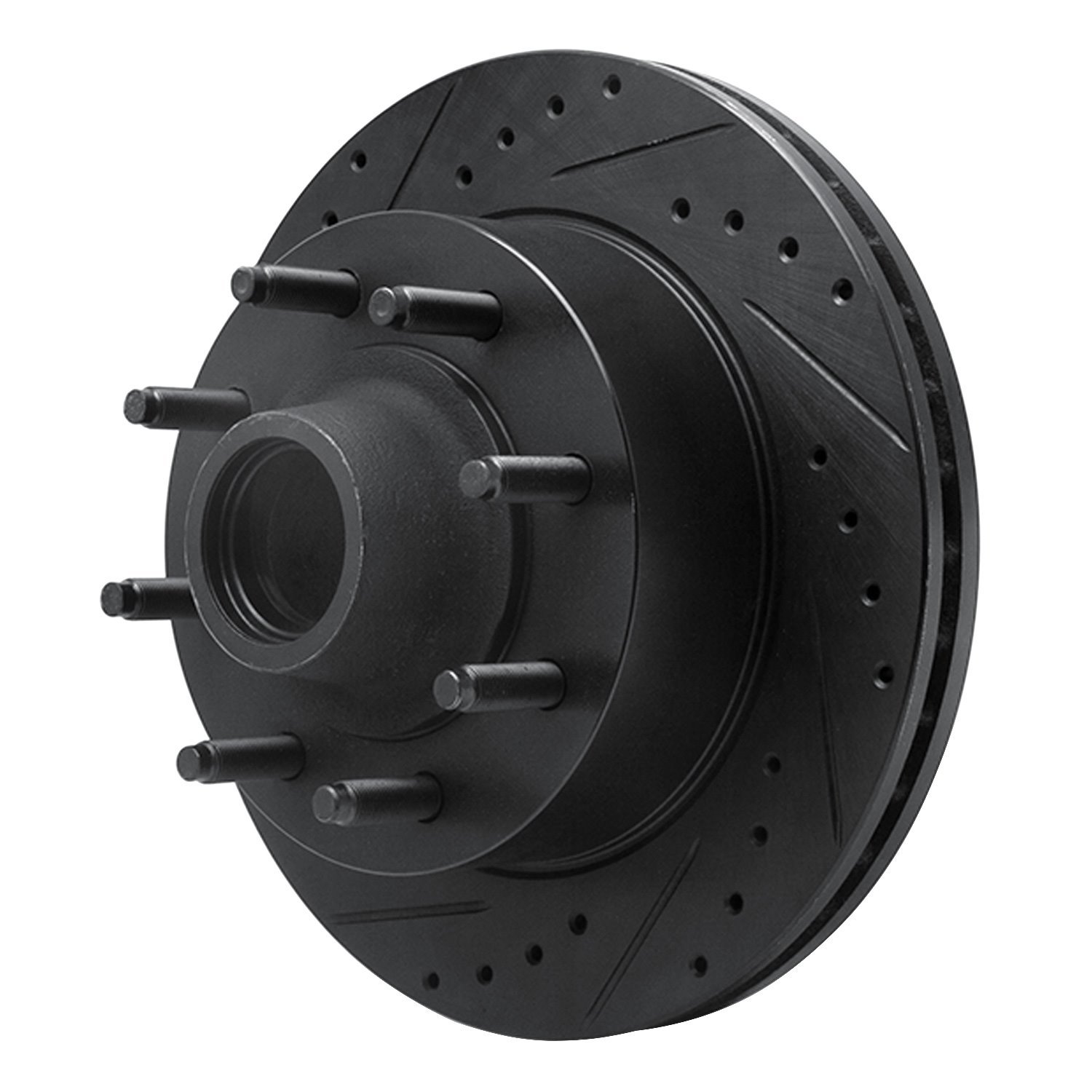 E-Line Drilled & Slotted Black Brake Rotor, 1995-2004 Ford/Lincoln/Mercury/Mazda, Position: Front Left