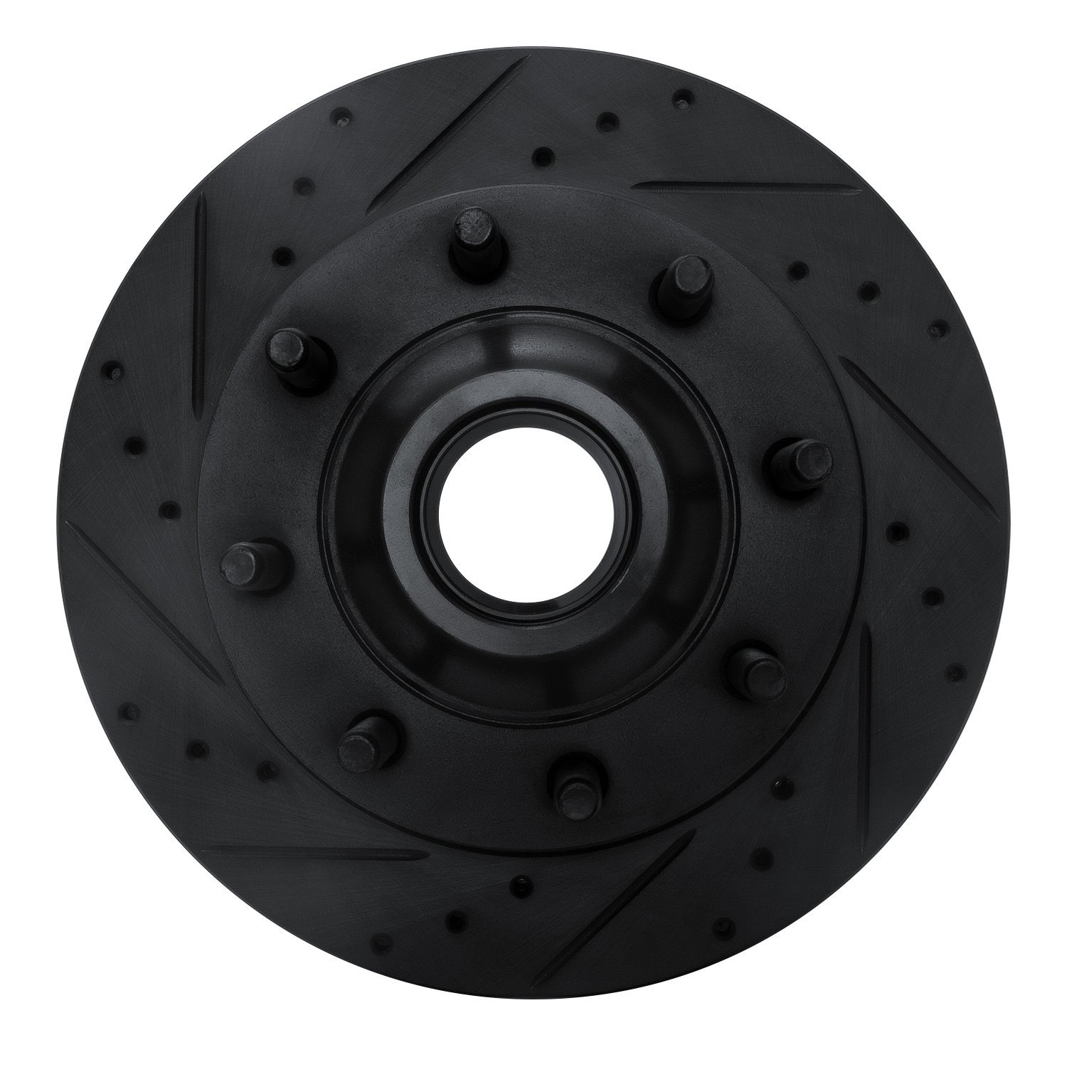 E-Line Drilled & Slotted Black Brake Rotor, 1995-2007 Ford/Lincoln/Mercury/Mazda, Position: Front Left