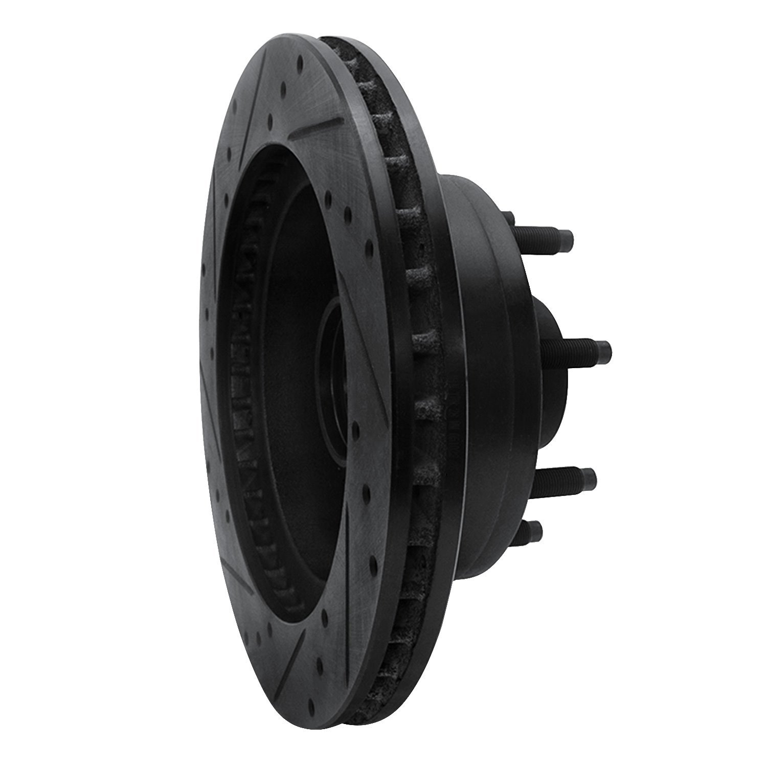 E-Line Drilled & Slotted Black Brake Rotor, 1995-2007 Ford/Lincoln/Mercury/Mazda, Position: Front Right