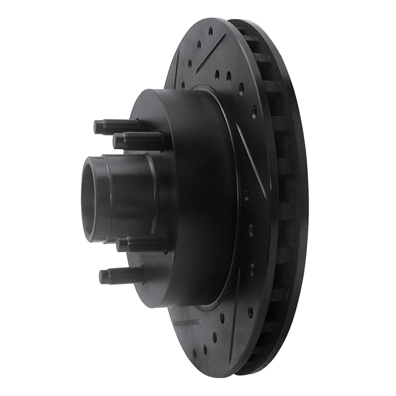 E-Line Drilled & Slotted Black Brake Rotor, 1995-1997 Ford/Lincoln/Mercury/Mazda, Position: Front Left