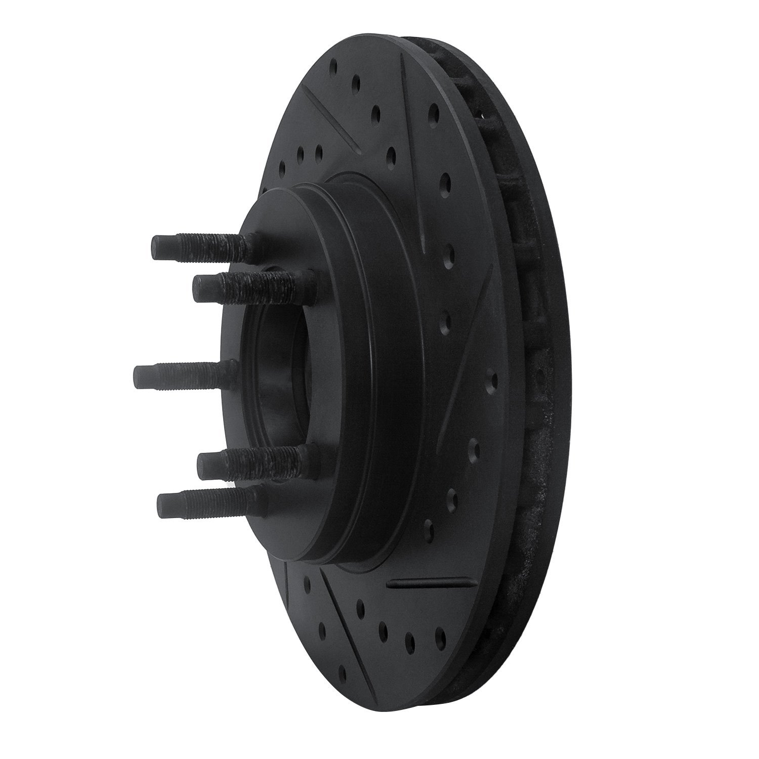 E-Line Drilled & Slotted Black Brake Rotor, 1995-1997 Ford/Lincoln/Mercury/Mazda, Position: Front Right