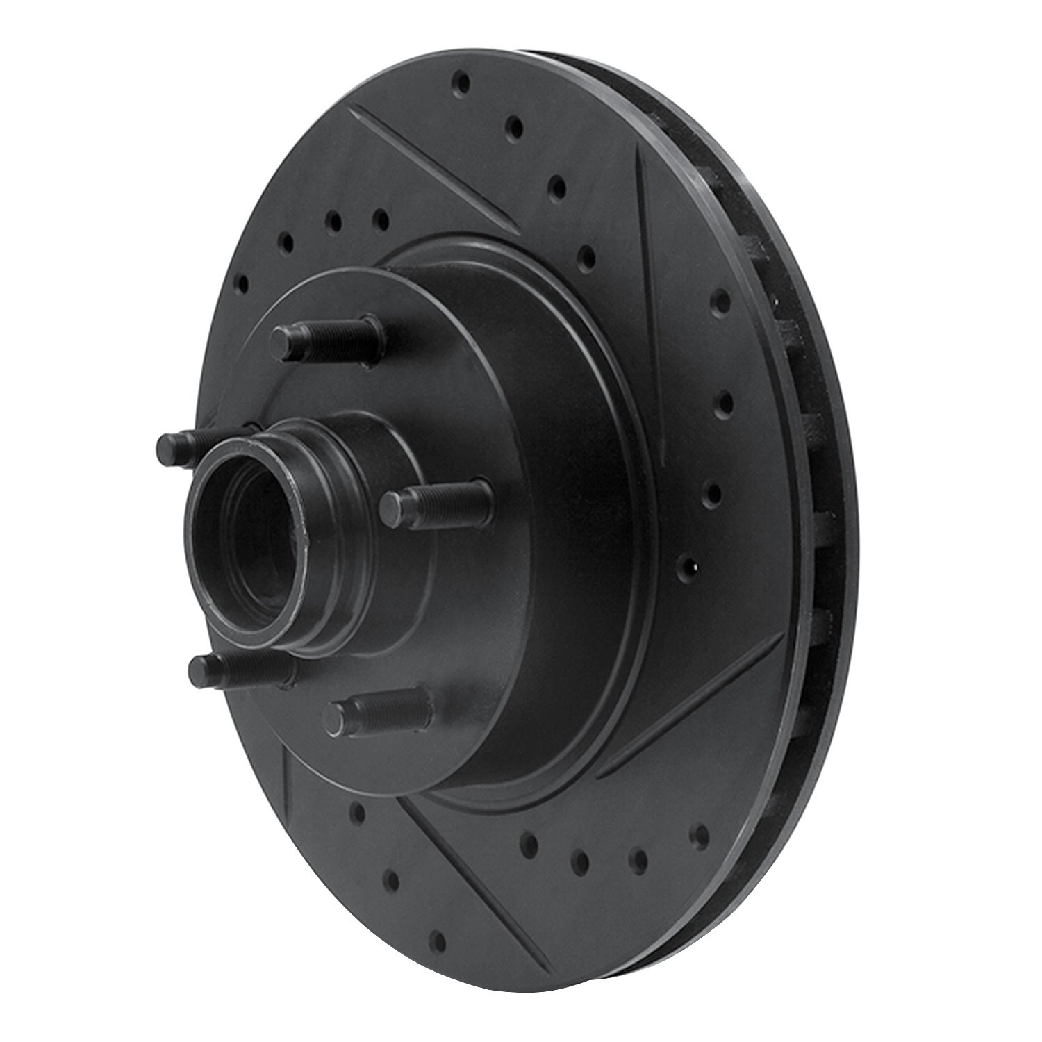 E-Line Drilled & Slotted Black Brake Rotor, 1995-2011 Ford/Lincoln/Mercury/Mazda, Position: Front Right