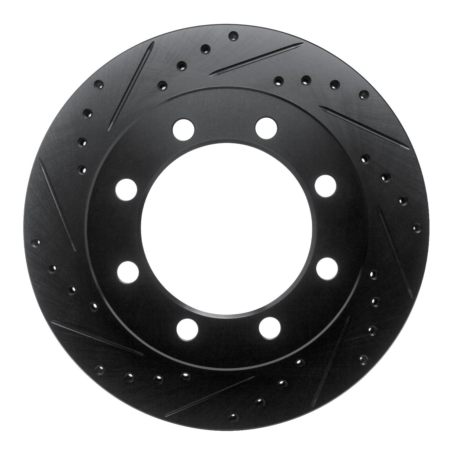 E-Line Drilled & Slotted Black Brake Rotor, 1995-1999 Ford/Lincoln/Mercury/Mazda, Position: Front Left
