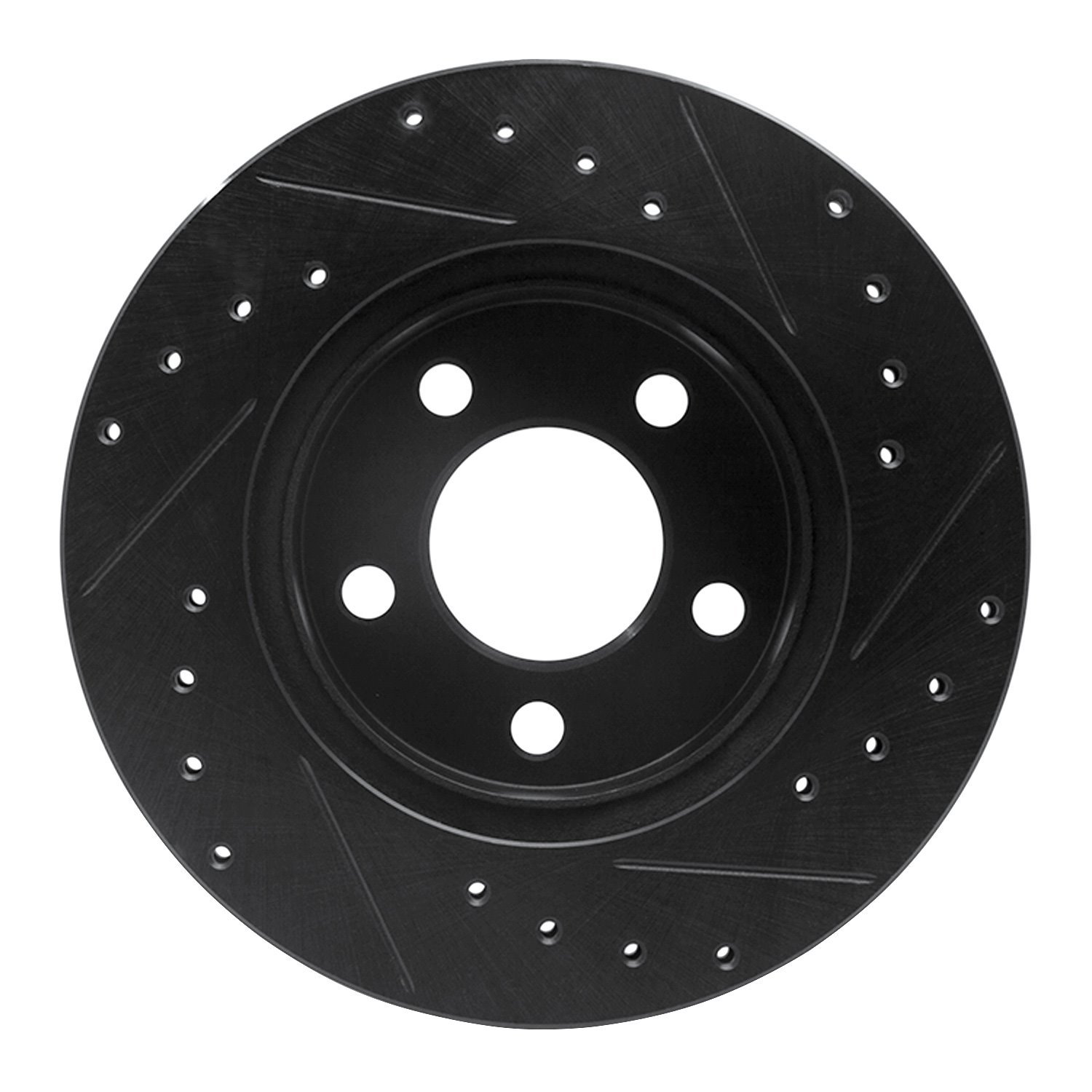 E-Line Drilled & Slotted Black Brake Rotor, 1995-2002 Ford/Lincoln/Mercury/Mazda, Position: Front Left
