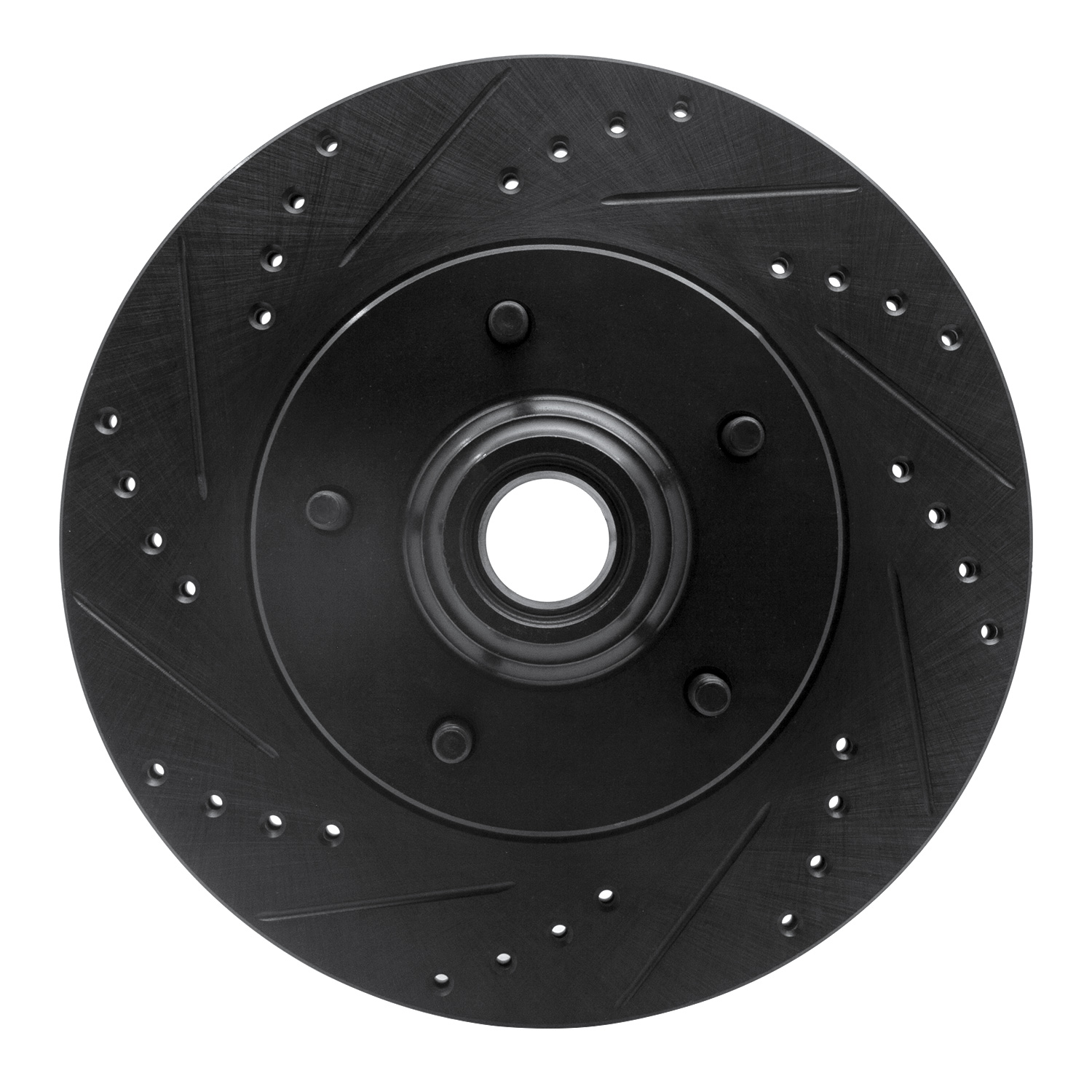 E-Line Drilled & Slotted Black Brake Rotor, 1997-1999 Ford/Lincoln/Mercury/Mazda, Position: Front Left