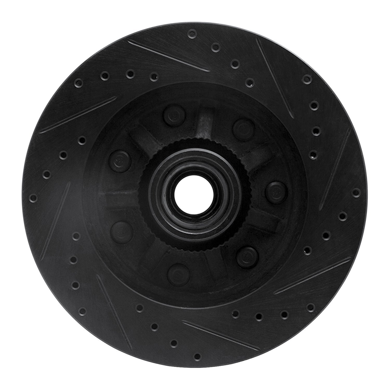 E-Line Drilled & Slotted Black Brake Rotor, 1997-2004 Ford/Lincoln/Mercury/Mazda, Position: Front Left