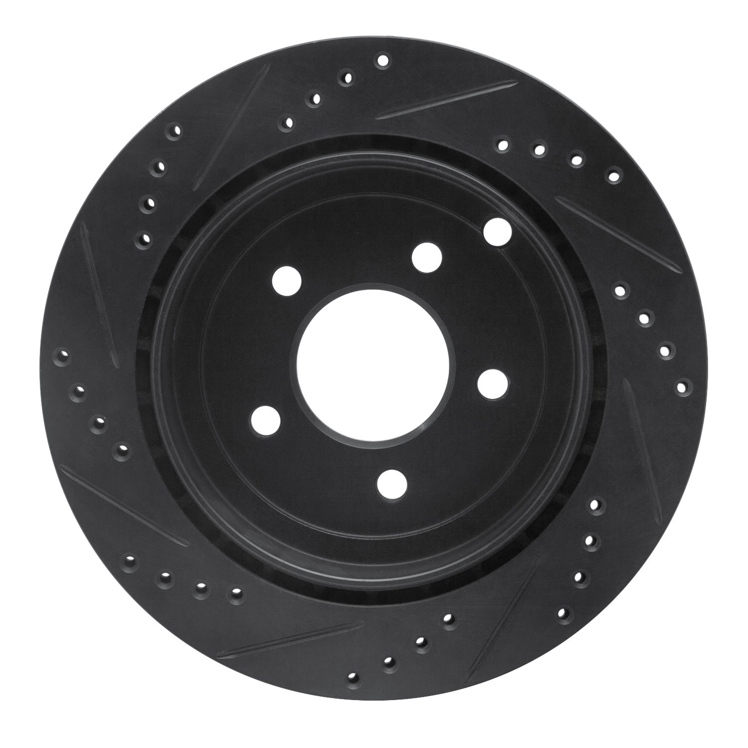 E-Line Drilled & Slotted Black Brake Rotor, 1995-1997 Ford/Lincoln/Mercury/Mazda, Position: Front Right