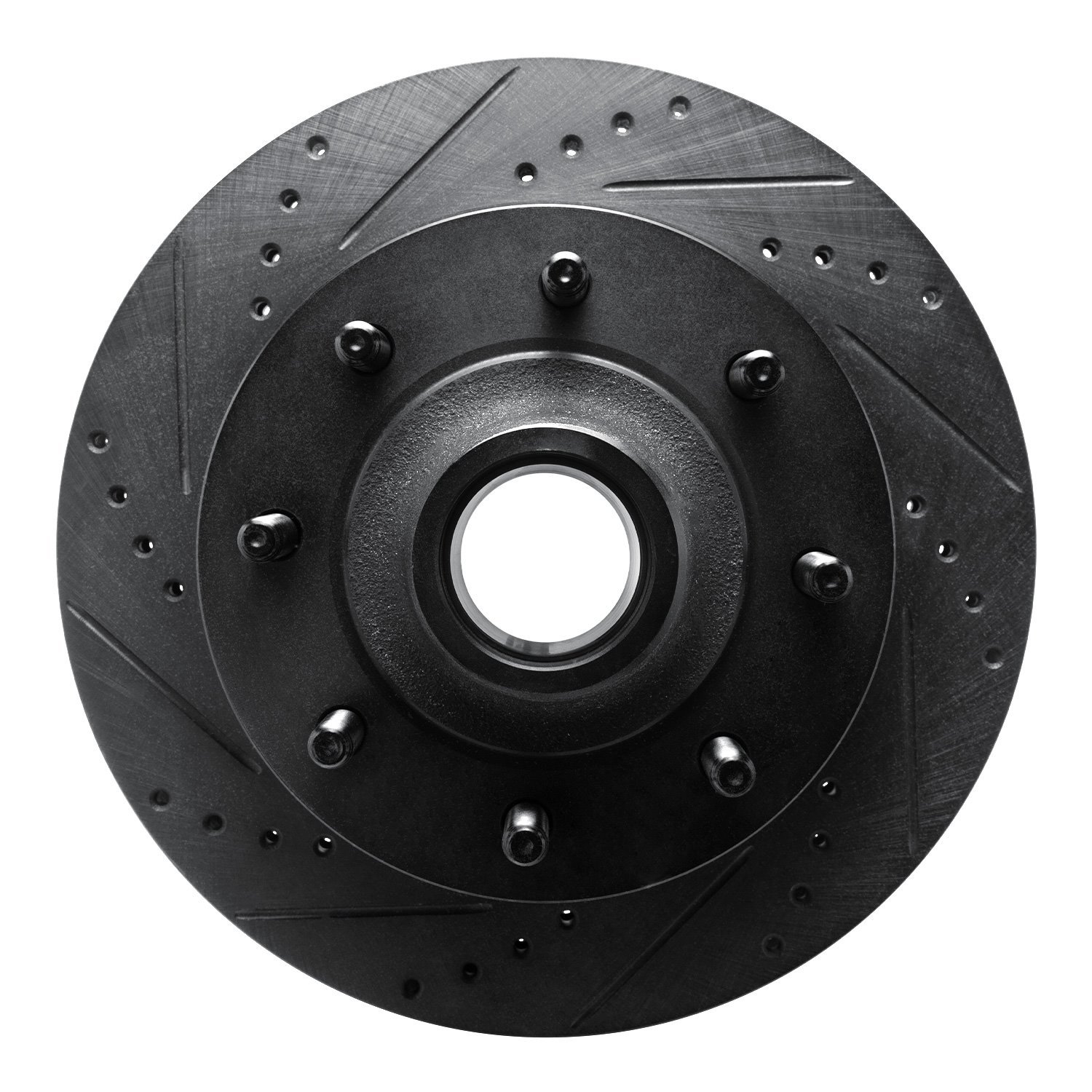 E-Line Drilled & Slotted Black Brake Rotor, 1999-2002 Ford/Lincoln/Mercury/Mazda, Position: Front Left