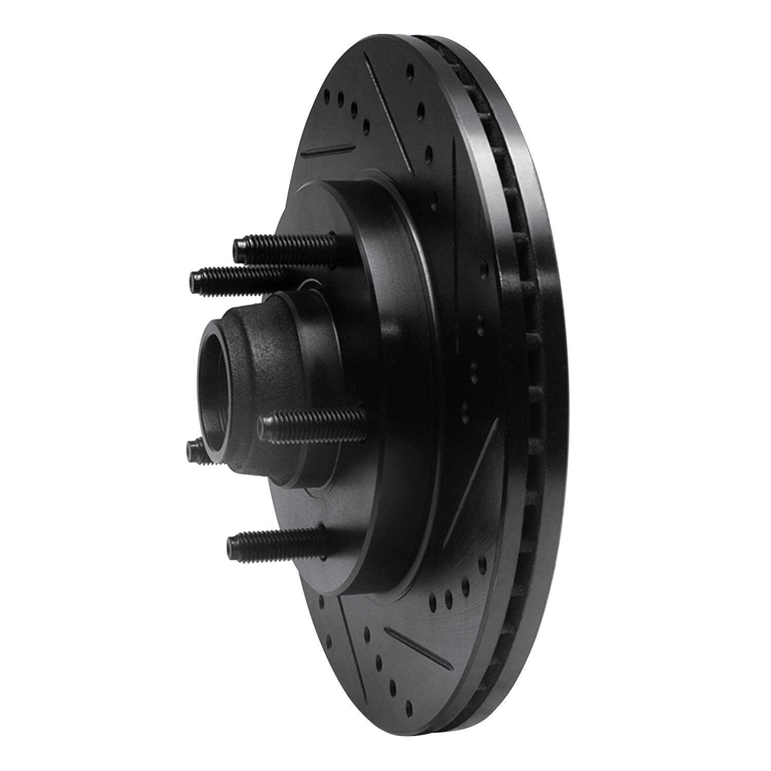 E-Line Drilled & Slotted Black Brake Rotor, 2000-2004 Ford/Lincoln/Mercury/Mazda, Position: Front Right