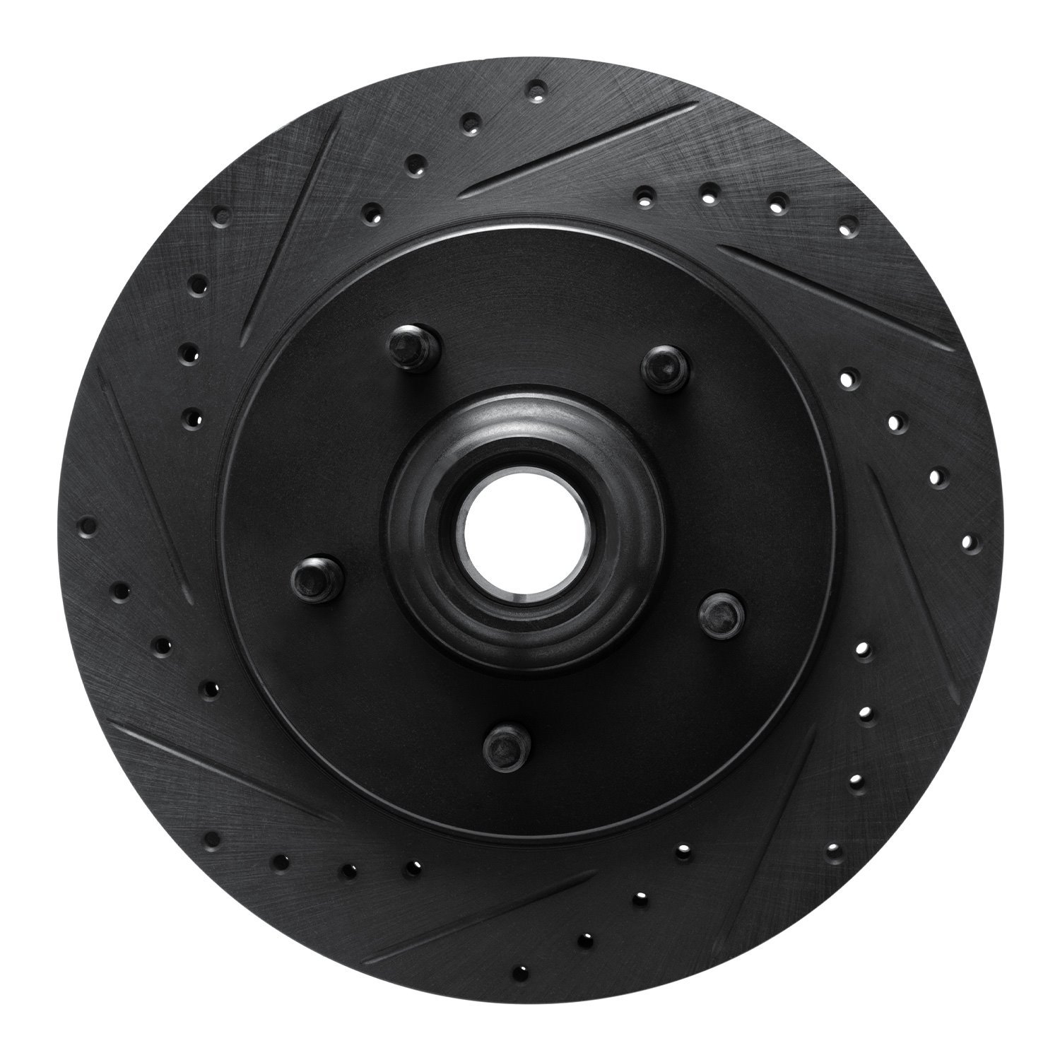E-Line Drilled & Slotted Black Brake Rotor, 1999-2004 Ford/Lincoln/Mercury/Mazda, Position: Front Left