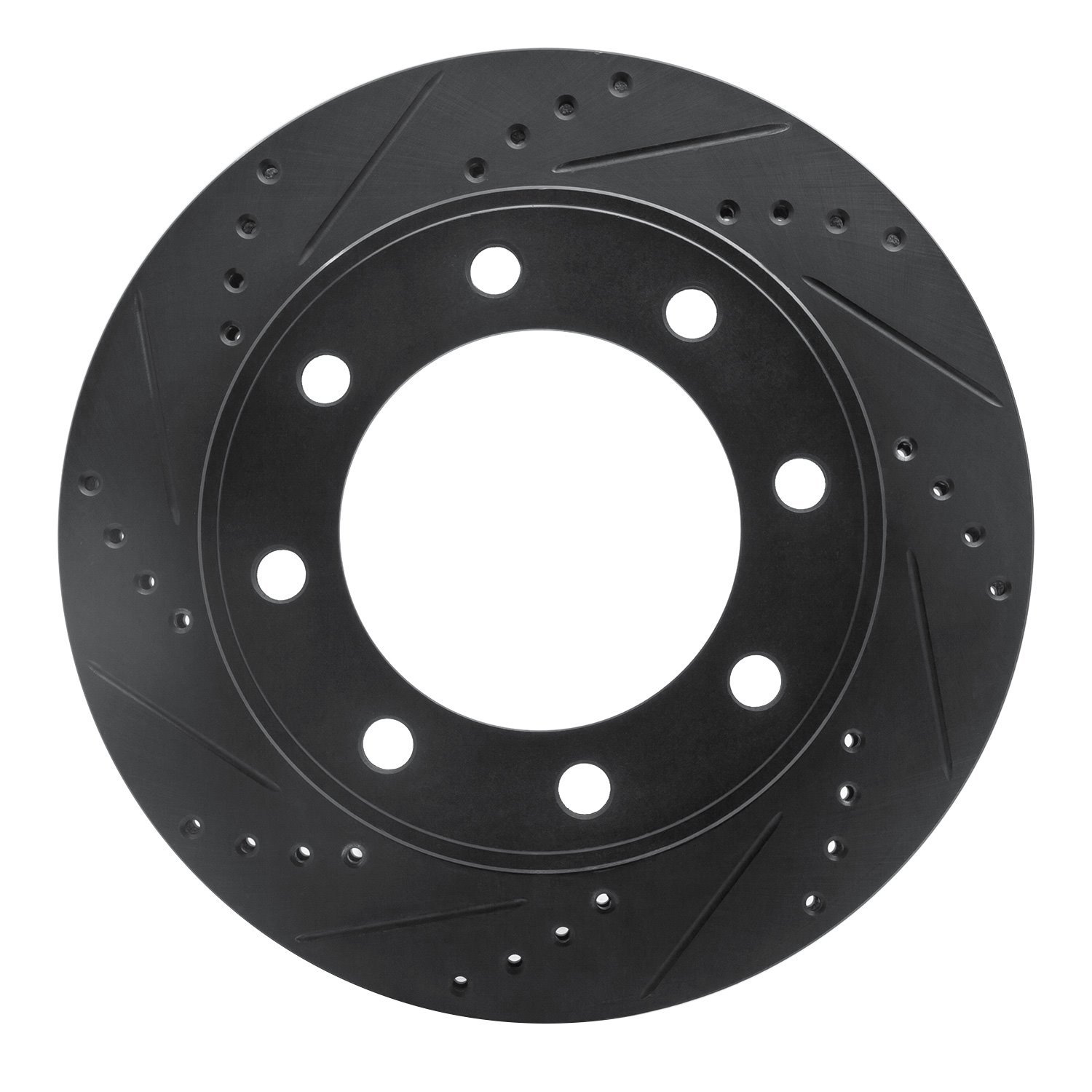 E-Line Drilled & Slotted Black Brake Rotor, 1999-2005 Ford/Lincoln/Mercury/Mazda, Position: Front Left