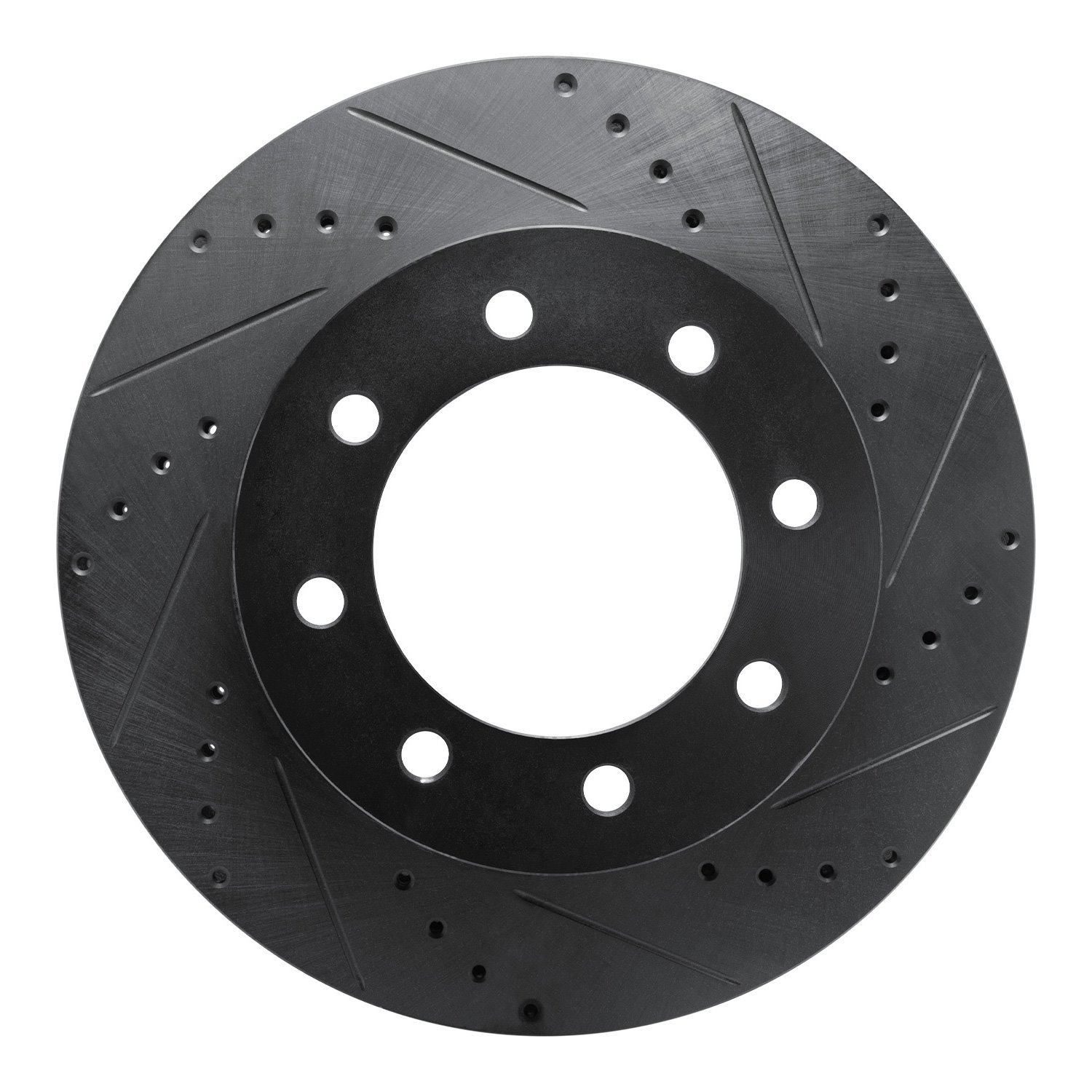 E-Line Drilled & Slotted Black Brake Rotor, 1999-2005 Ford/Lincoln/Mercury/Mazda, Position: Front Right